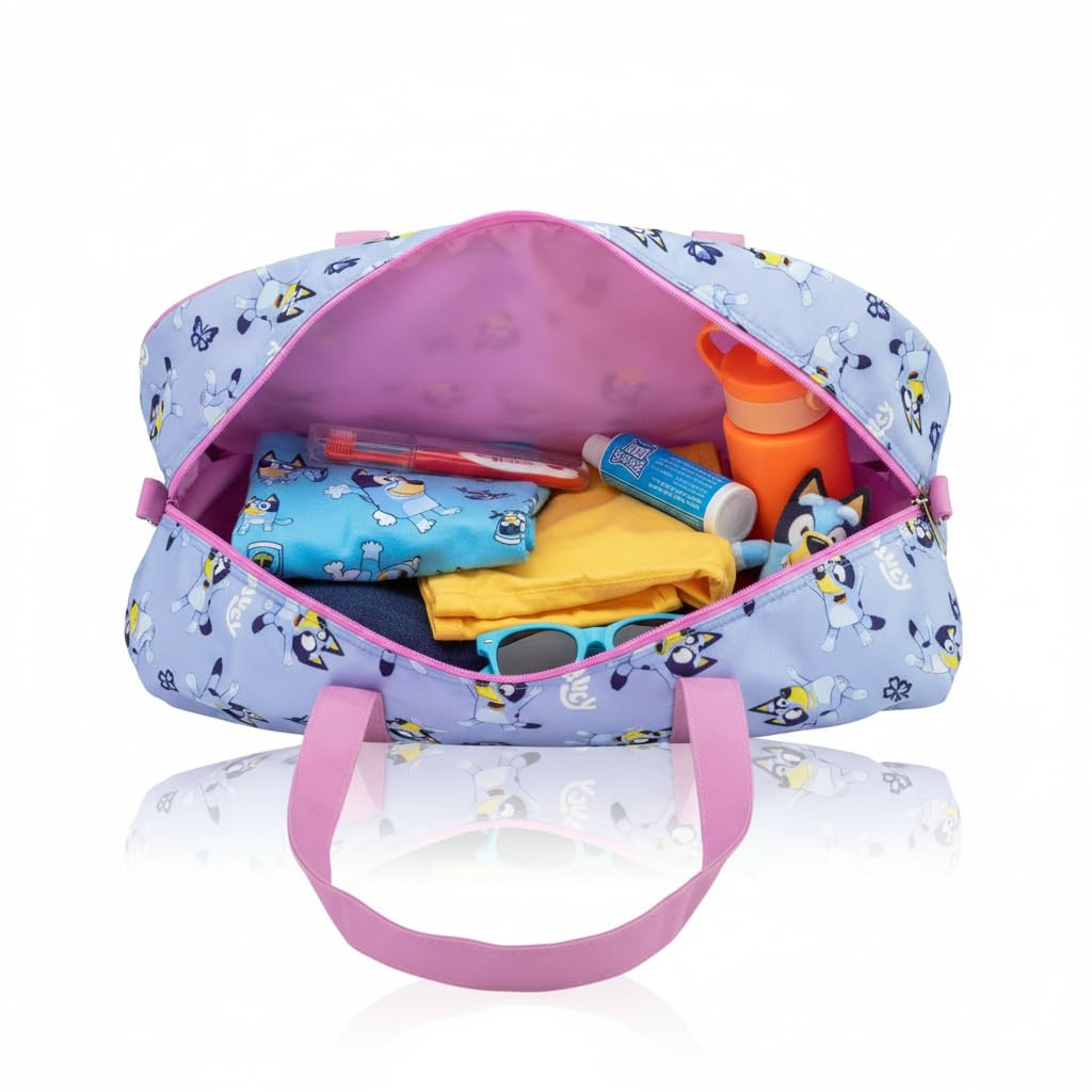 Stitch, Hello Kitty, Bluey or Spiderman Overnighter 10" Duffle Bag for Kids | Lightweight Travel Weekender Duffel for Girls and Women | Ages 3+