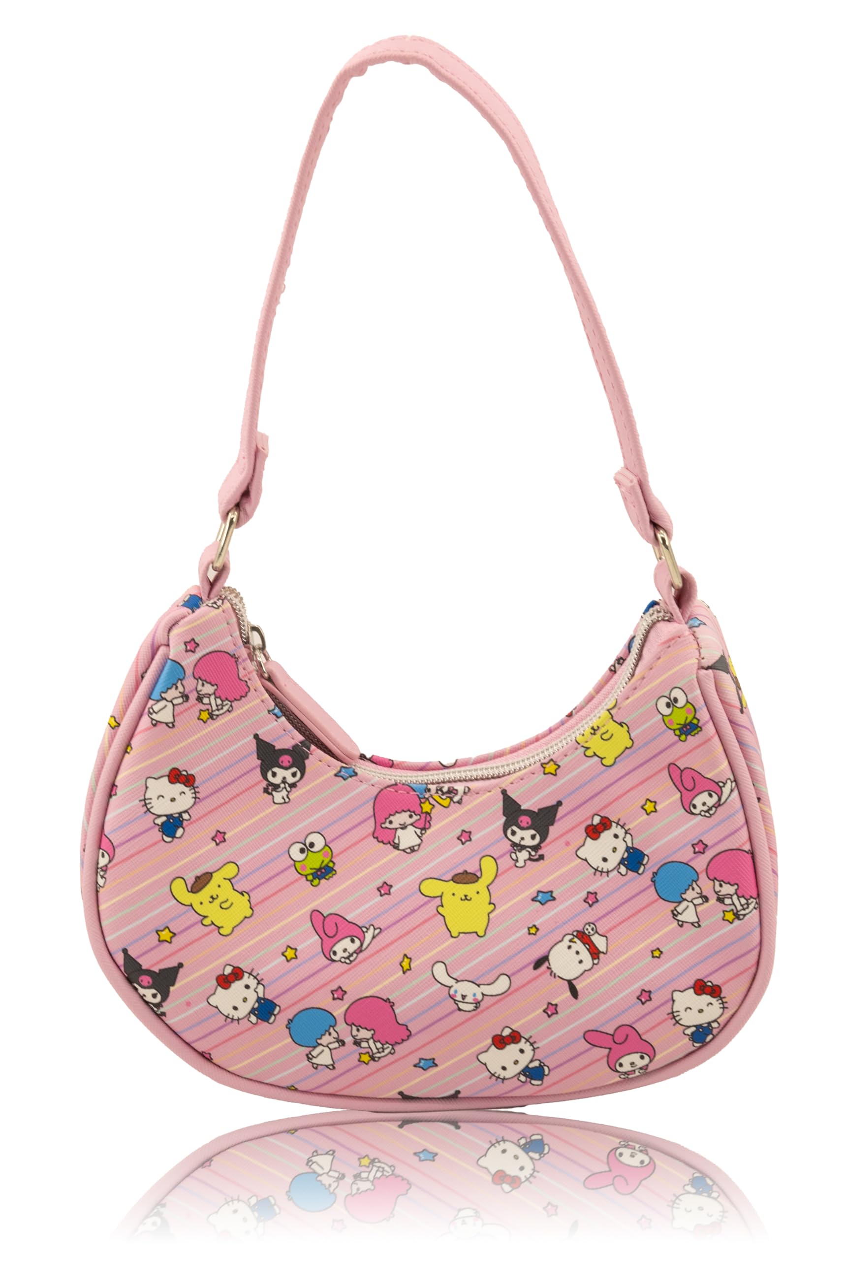 Hello Kitty, Bluey or Stitch Hobo Handbag Purse for Girls | All Over Print Crossbody Shoulder Bag with Adjustable Strap