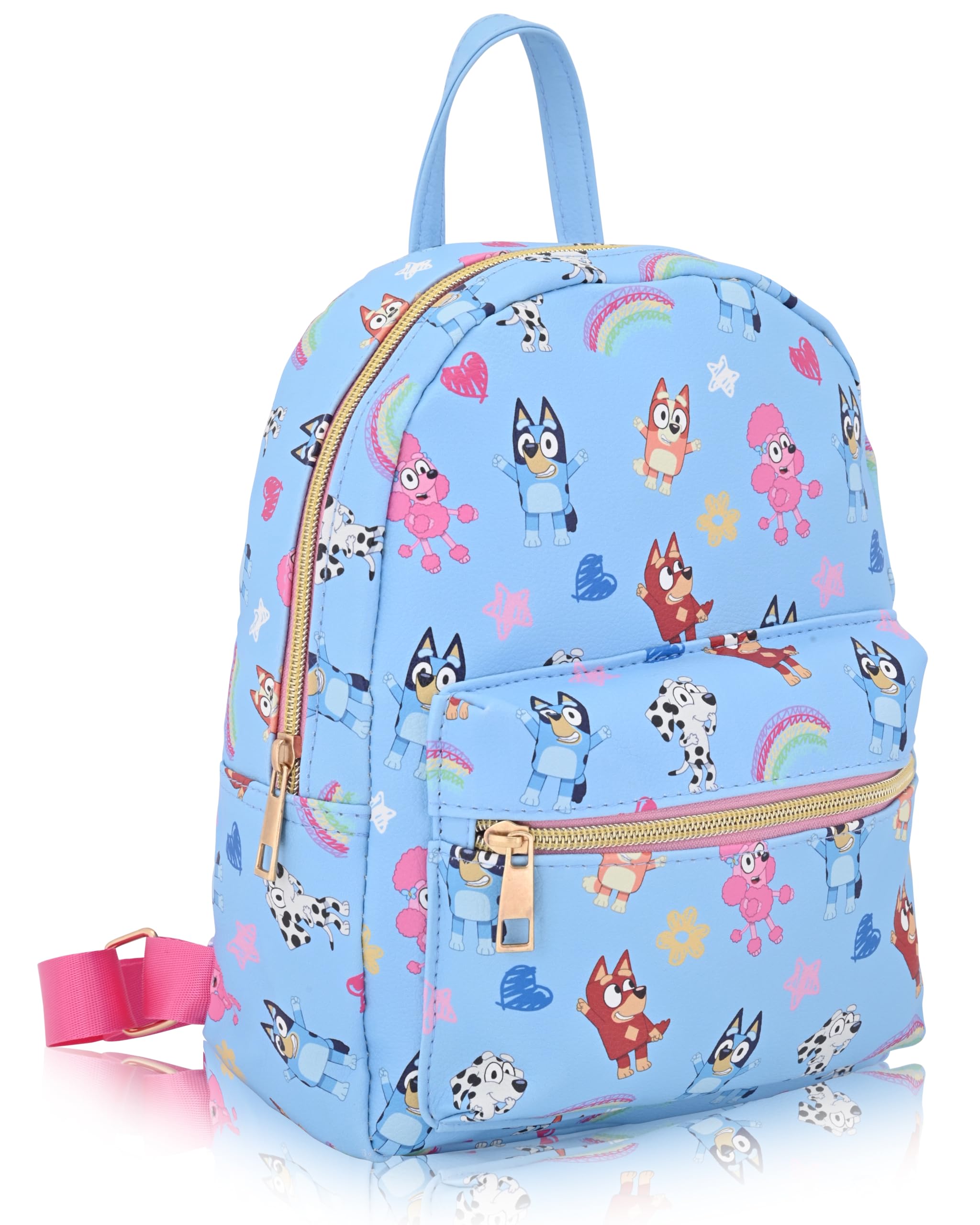 Fast Forward Bluey Mini Backpack for Kids & Adults | 10" PU Leather Backpack Purse | Toddler Travel Bag, Small Bookbag
