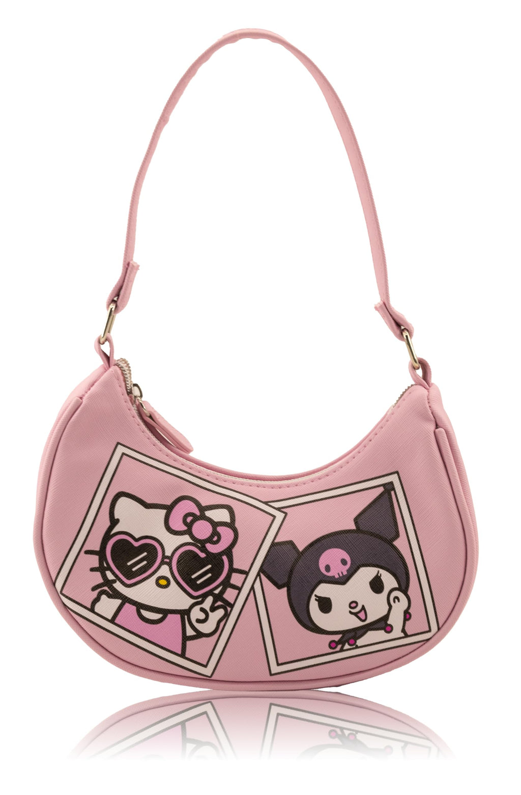 Sanrio Hello Kitty and Kuromi Hobo Handbag Purse for Girls | Crossbody Shoulder Bag with Adjustable Strap | Small PU Leather Toddler Purse, Preschool Handbag, Everyday Tote or Travel Mini Purse Age 3+