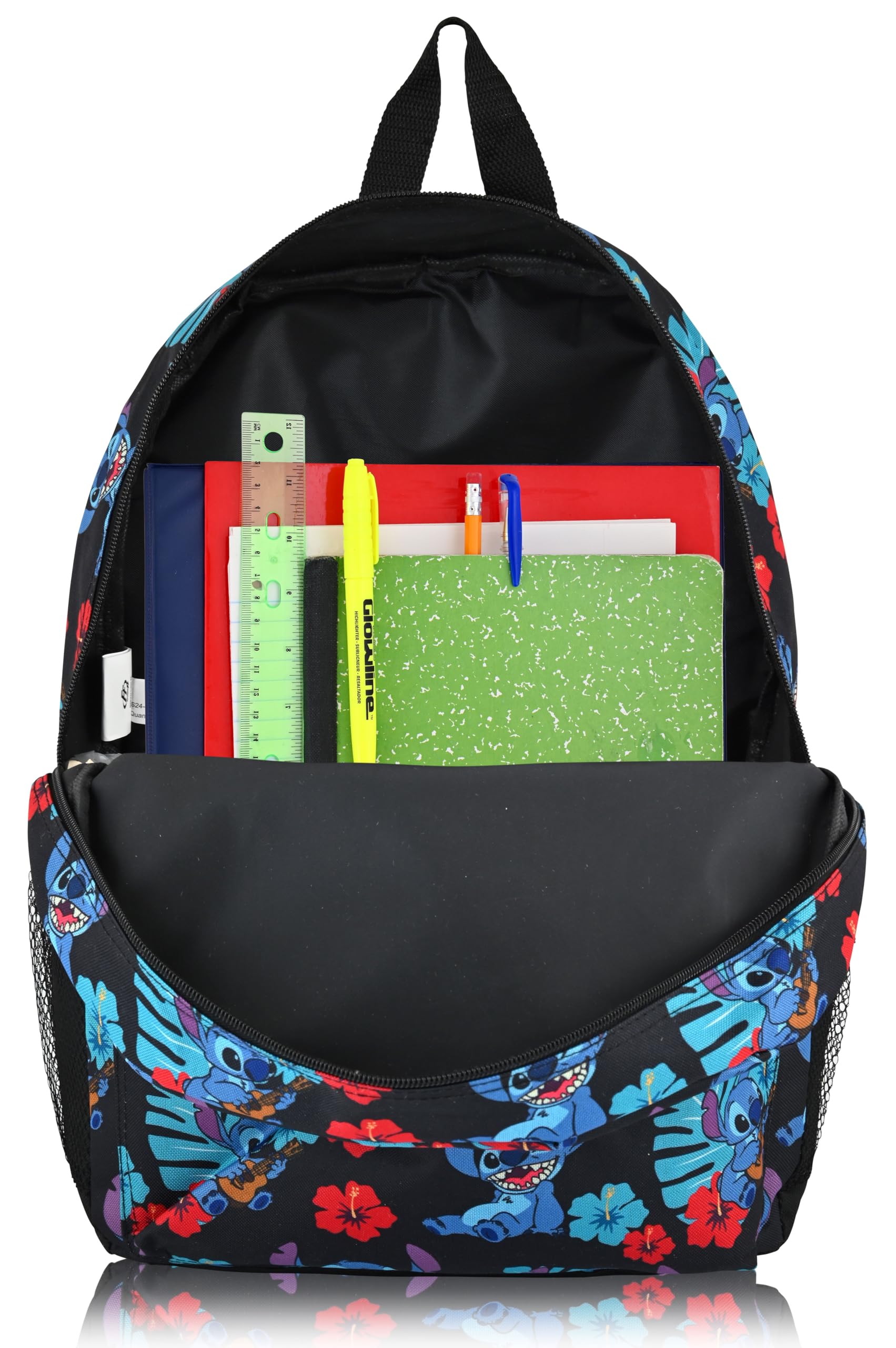 Disney Stitch Backpack - 16" Lilo and Stitch Canvas School Bag for Kids | Disney School Supplies for Toddlers, Kids, Boys, Girls