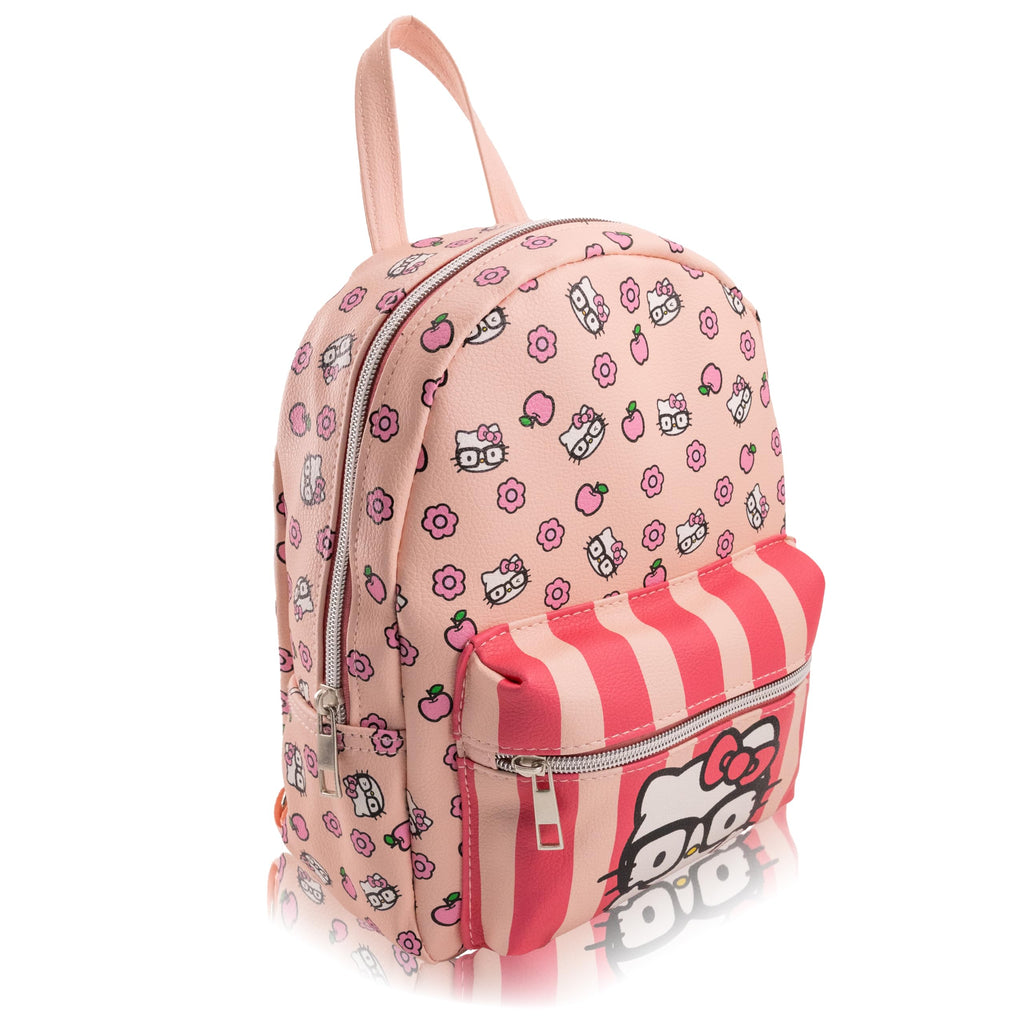 Fast Forward Sanrio Hello Kitty Backpack | Cute Pink PU Leather 10" Hello Kitty Mini Backpack Purse | Unisex Daypack Backpack