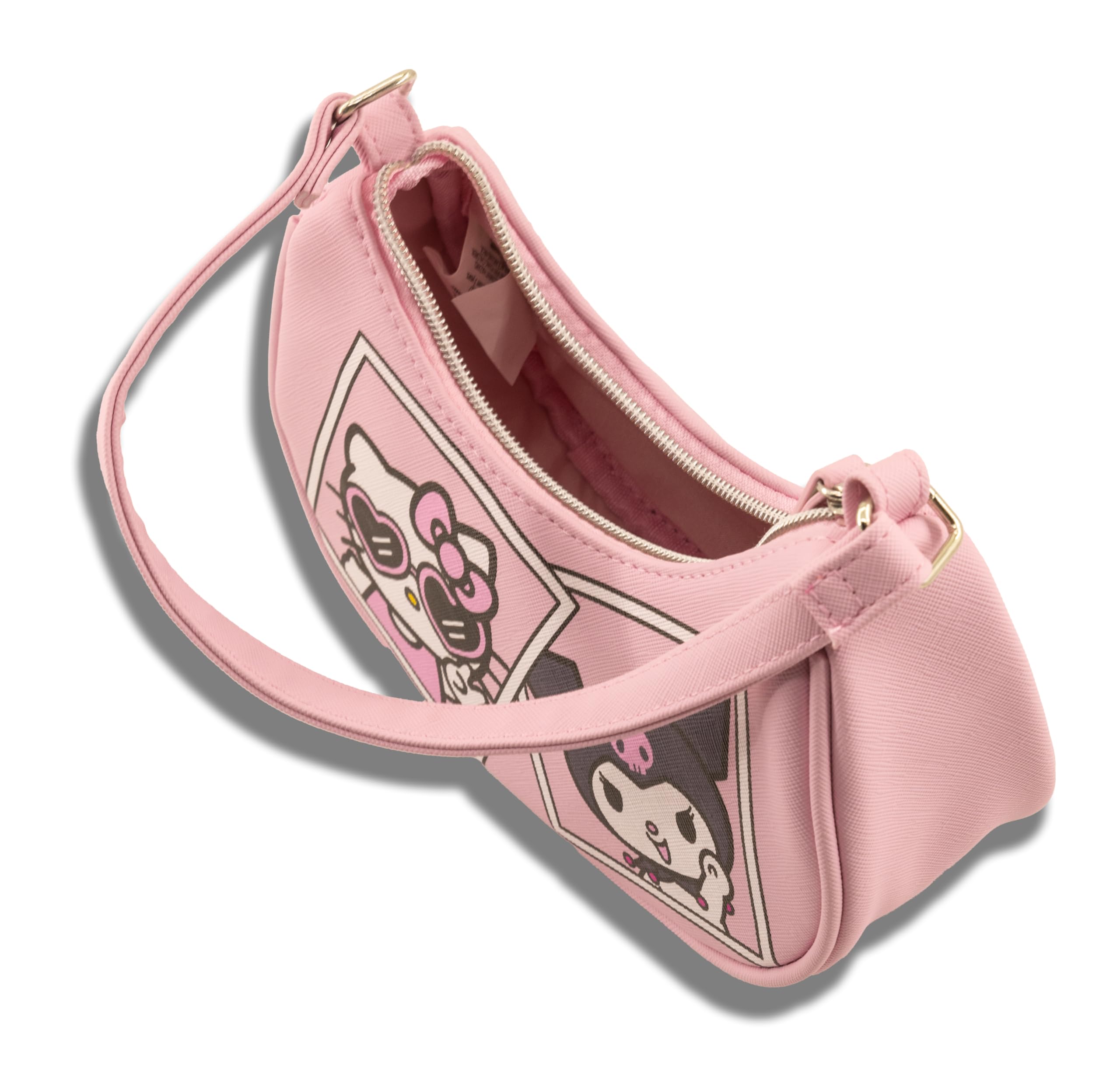 Sanrio Hello Kitty and Kuromi Hobo Handbag Purse for Girls | Crossbody Shoulder Bag with Adjustable Strap | Small PU Leather Toddler Purse, Preschool Handbag, Everyday Tote or Travel Mini Purse Age 3+