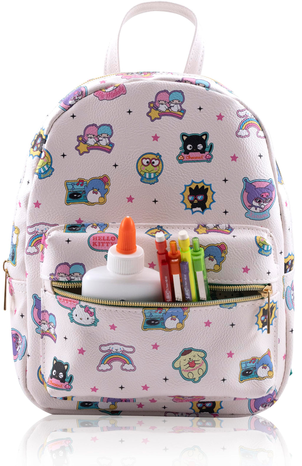 Fast Forward Sanrio Hello Kitty and Friends Backpack for Women, Men, Unisex | Cute PU Leather 10" Mini Backpack