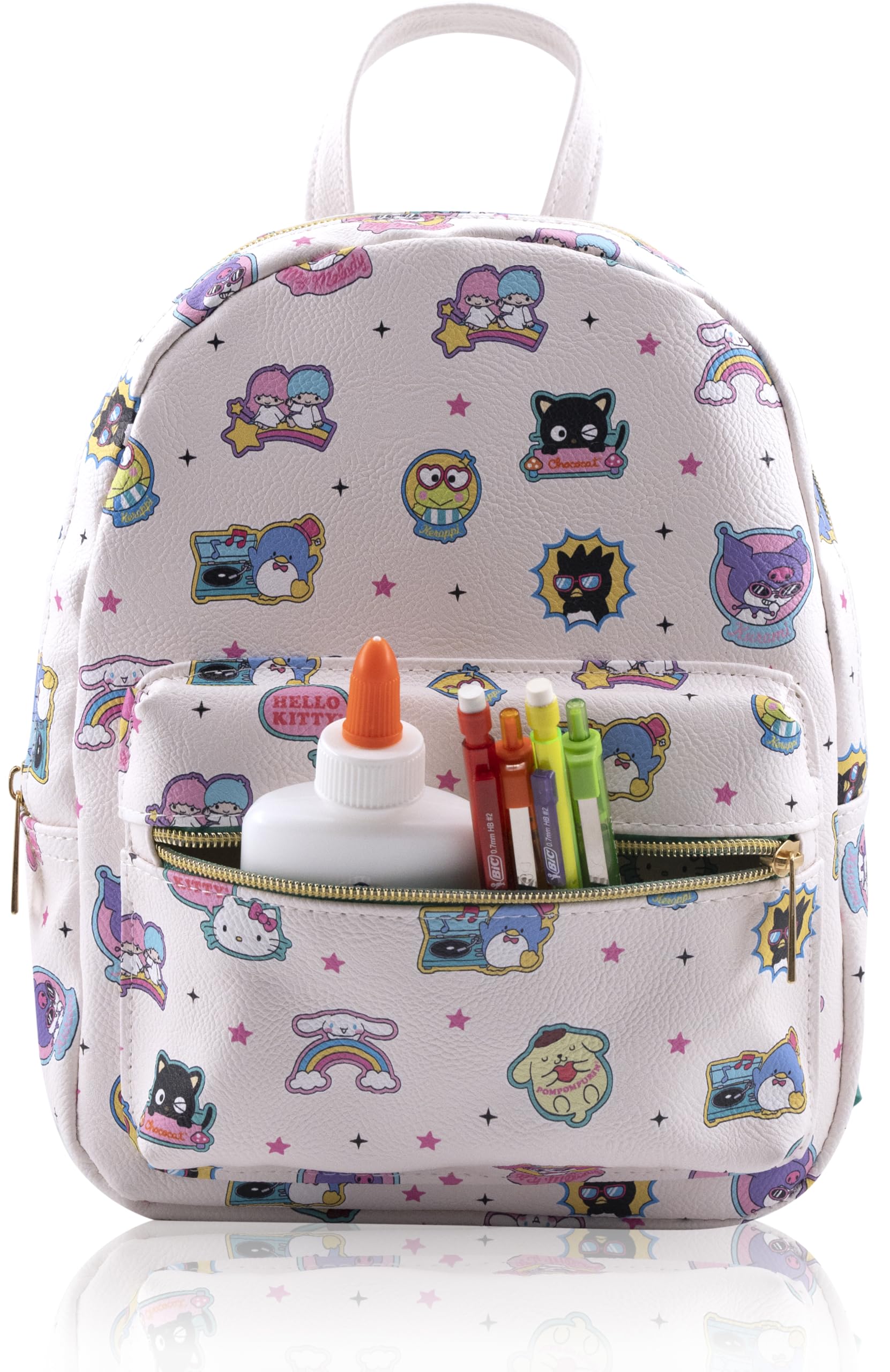 Fast Forward Sanrio Hello Kitty and Friends Backpack for Women, Men, Unisex | Cute PU Leather 10" Mini Backpack