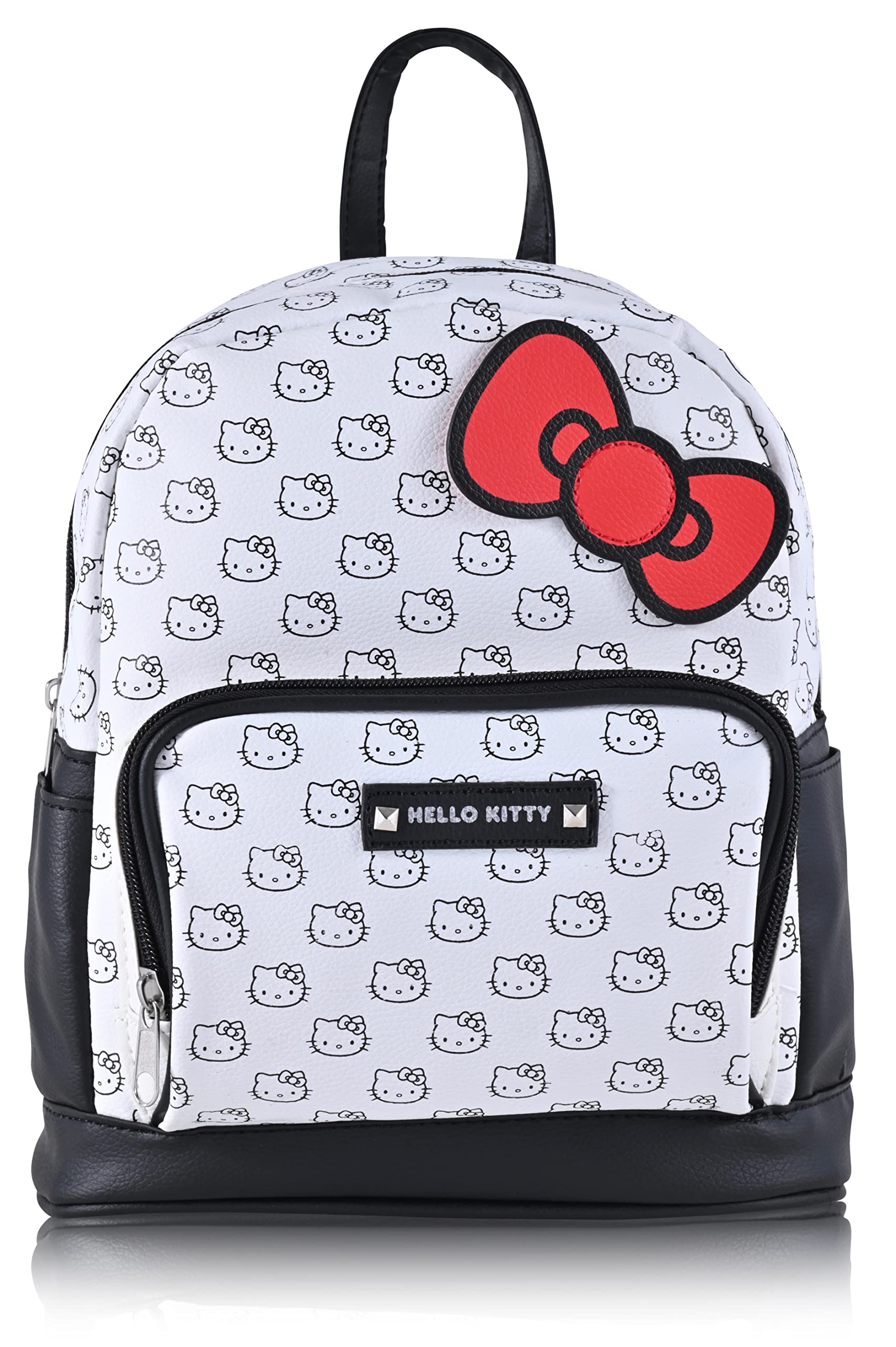 Fast Forward Hello Kitty Mini Backpack for Adults and Teens | Womens Purse Faux Leather Double Strap Shoulder Bag (White)