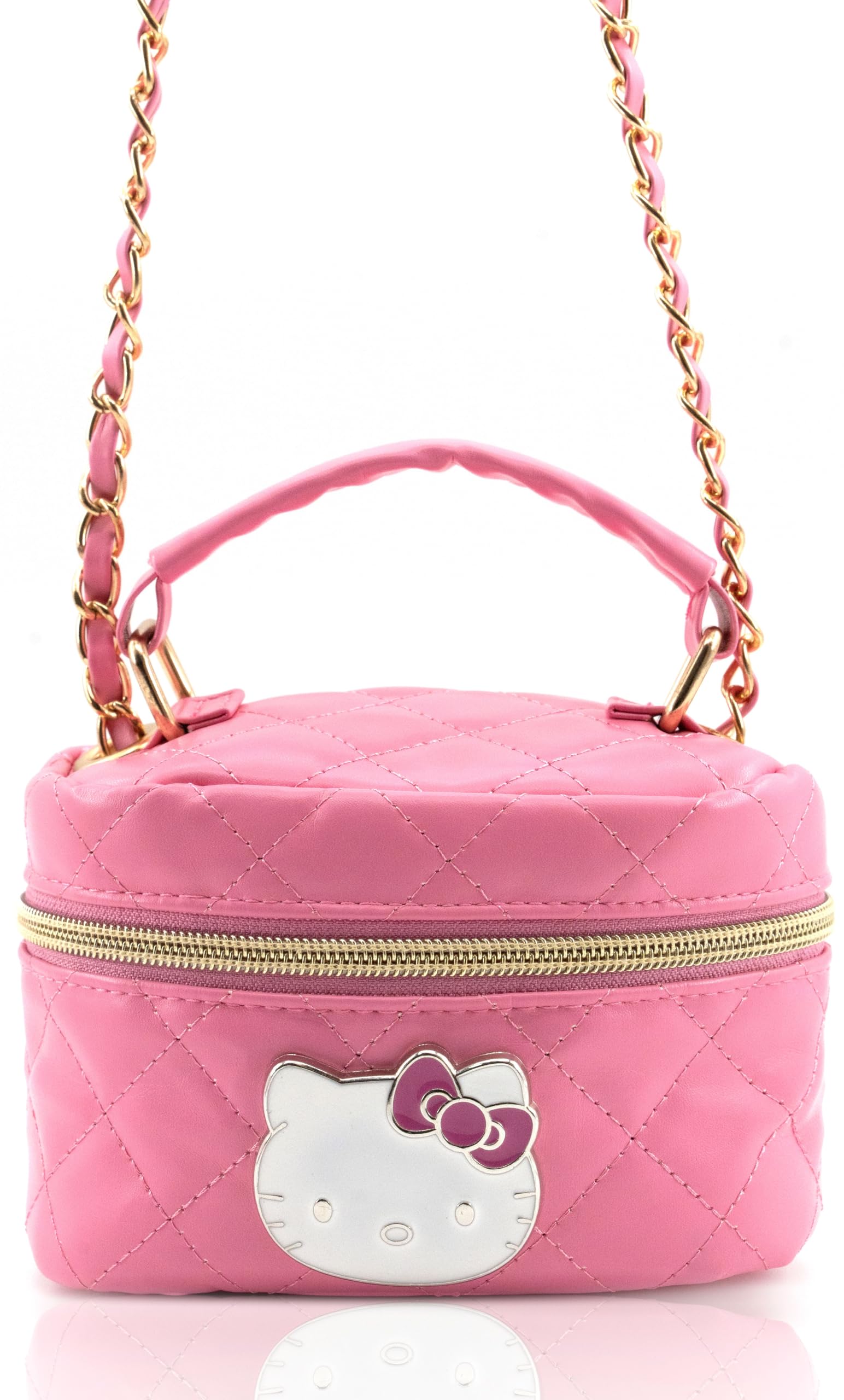 Fast Forward Sanrio Hello Kitty Cosmetic Bag for Women | Mini Hello Kitty PU Leather Crossbody Travel Toiletry Bag for Women | Make Up Travel Bag Makeup Bag
