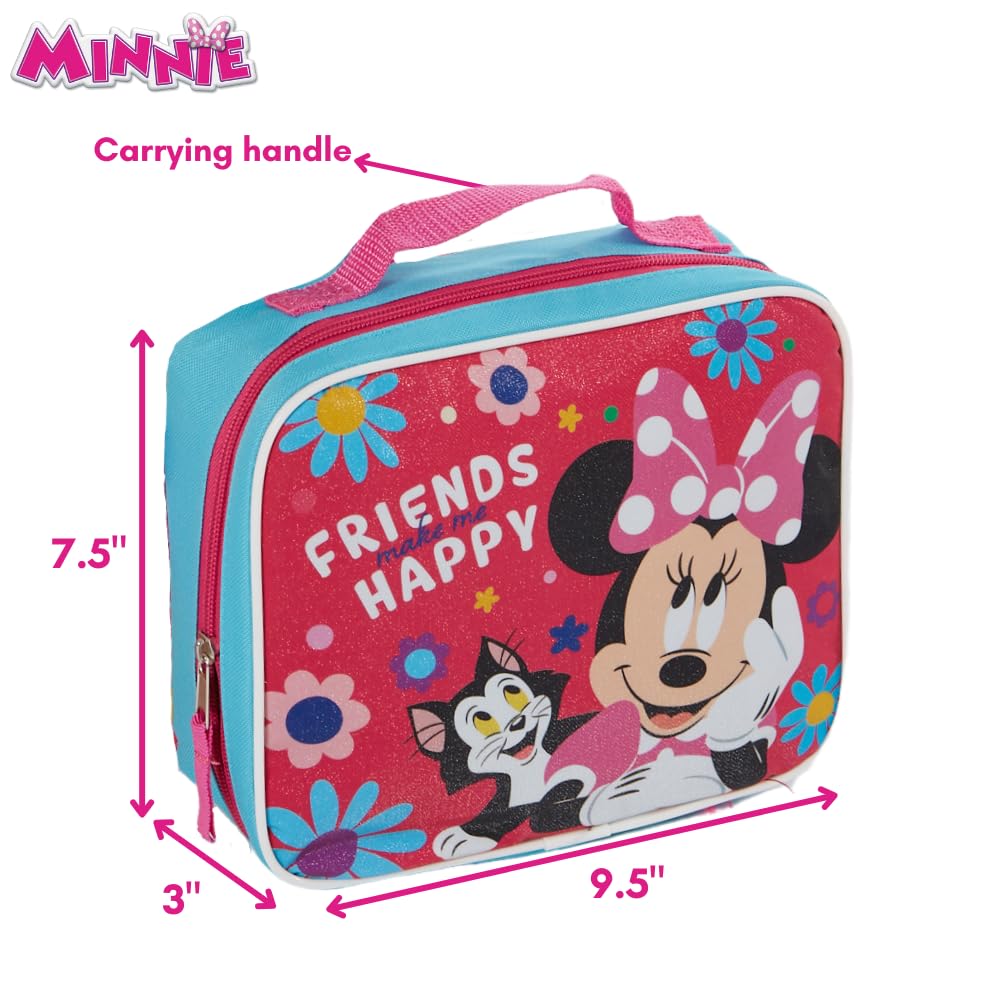 Disney Minnie Backpack for Girls with Lunch Box | Minnie Blue Backpack for School and Reusable Lunch Bag
