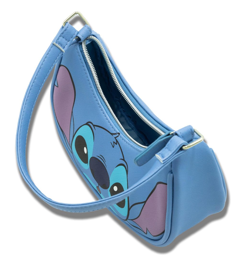 Disney Stitch Hobo Handbag Purse for Girls | Disney Crossbody Shoulder Bag with Adjustable Strap | Small PU Leather Toddler Purse, Everyday Tote or Travel Mini Bag for Kids Ages 3+