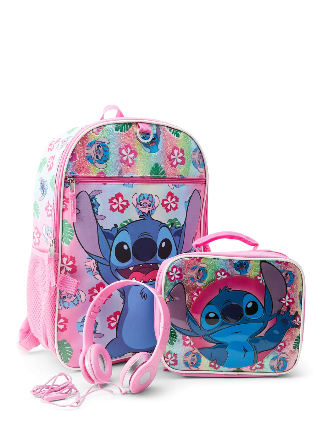 Disney Stitch Backpack With Lunch Box for Kids | Insulated Lunch Bag Lunch Box for Boys, Girls, Toddlers | Backpack for School and Reusable Lunchbox with Matching Headphones