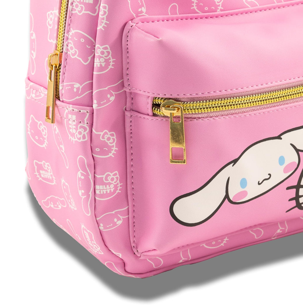 Fast Forward Sanrio Hello Kitty and Cinnamoroll Mini Backpack for Girls | PU Leather Daypack Backpack Featuring Hello Kitty and Cinnamoroll | Small Travel Bag, Lightweight Backpack | Ages 3+