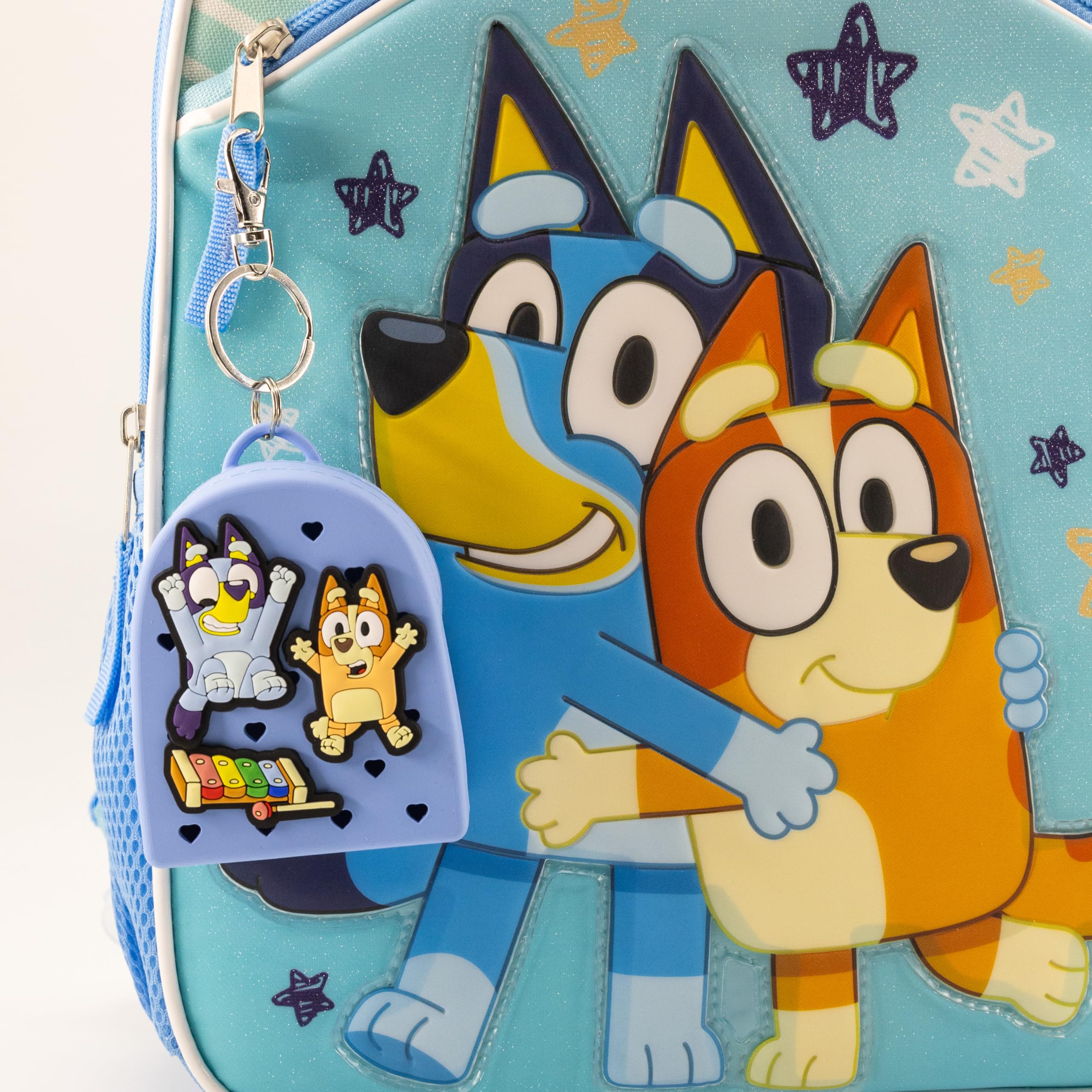 Disney Stitch, Hello Kitty or Bluey Keychain for Kids | Silicone Mini Backpack Zipper Pull Key Ring, Bag Charm