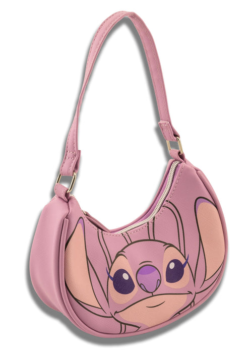 Disney Lilo and Stitch Hobo Handbag Purse for Girls | Disney Angel Crossbody Shoulder Bag with Adjustable Strap | Small PU Leather Toddler Purse, Everyday Tote or Travel Mini Bag Ages 3+