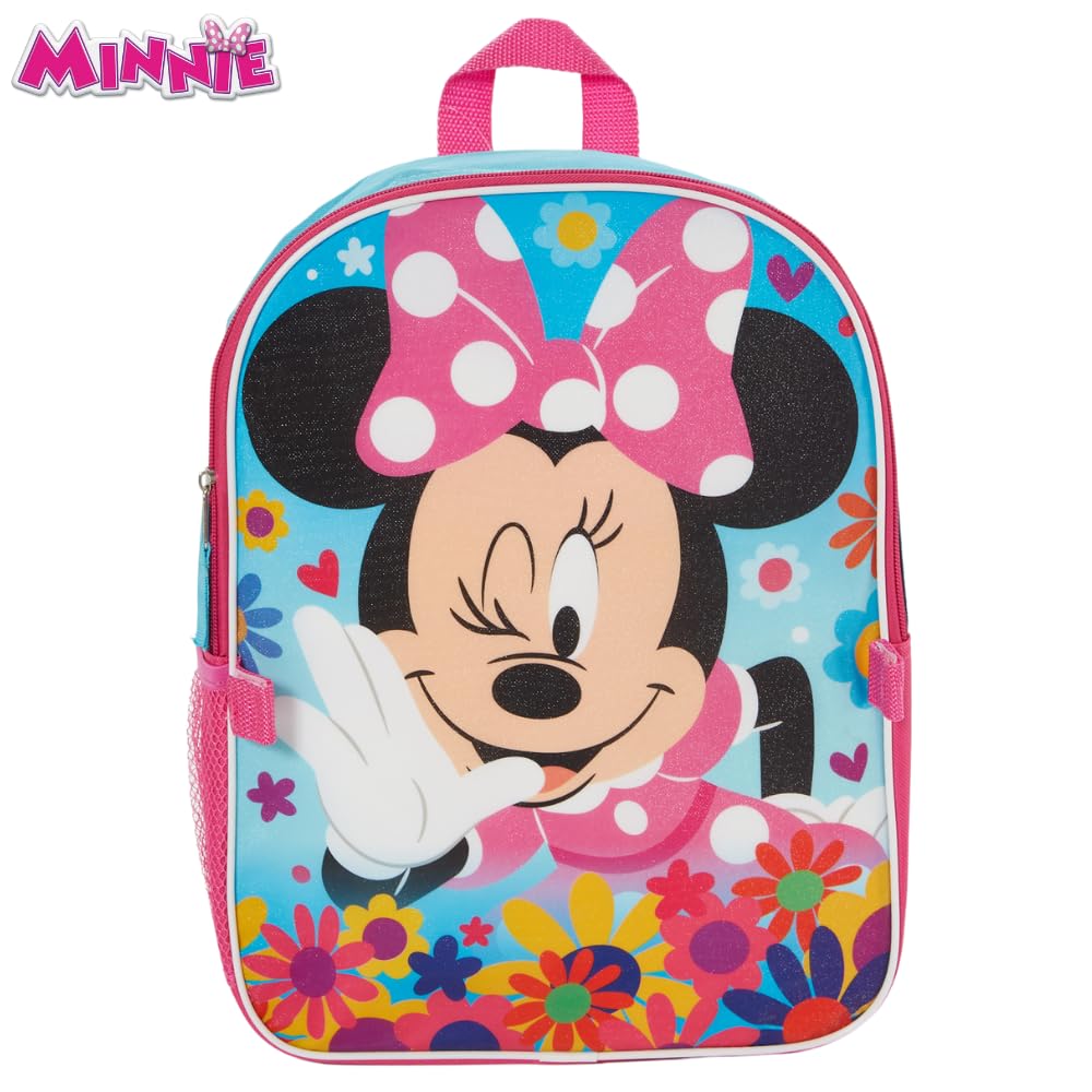 Disney Minnie Backpack for Girls with Lunch Box | Minnie Blue Backpack for School and Reusable Lunch Bag