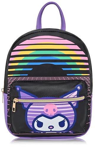 Sanrio Hello Kitty and Friends Kuromi Backpack | 10" Mini PU Leather Purse for Women, Men, Unisex