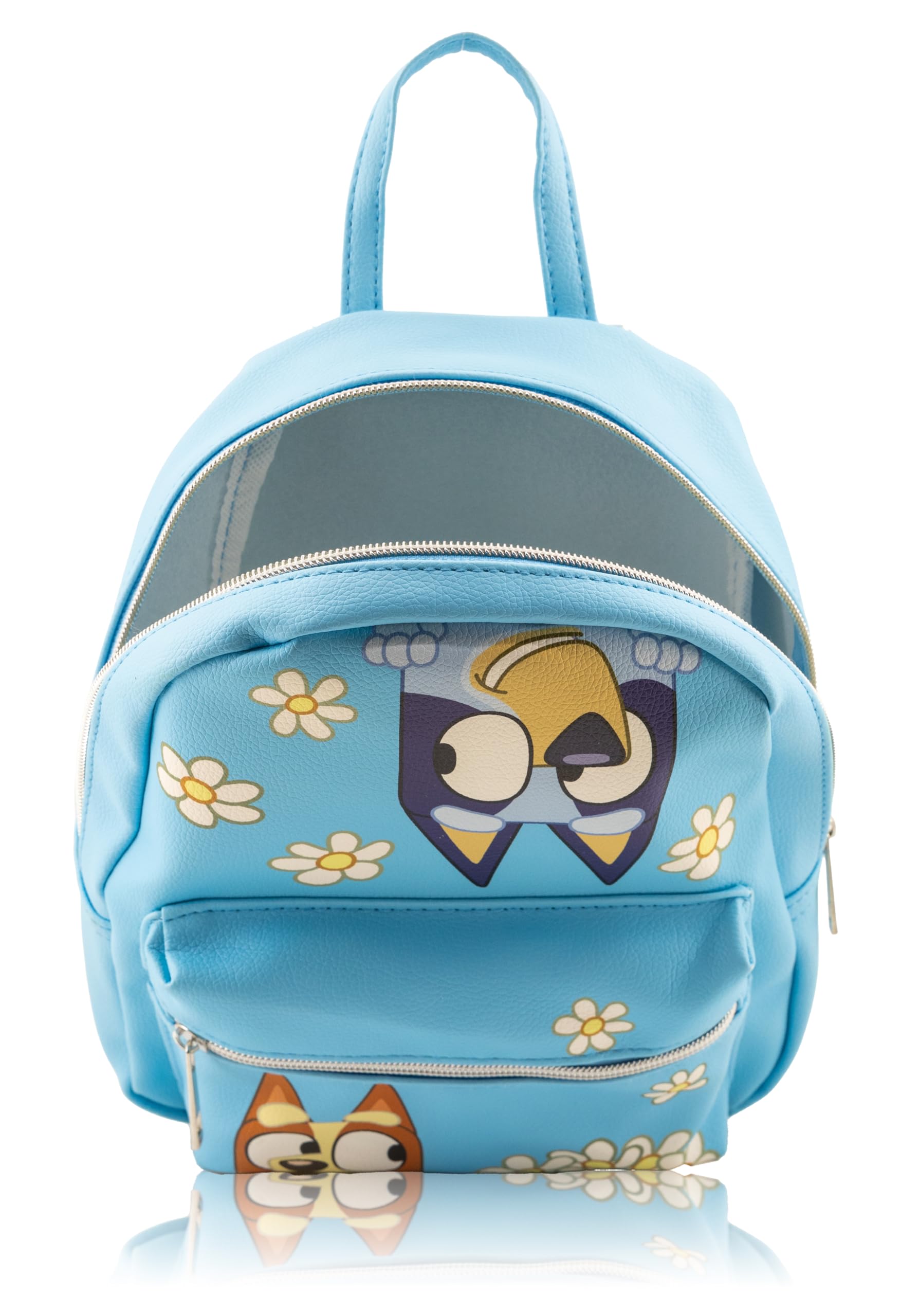 Fast Forward Bluey and Bingo Mini Backpack for Kids & Adults | 10" PU Leather Bluey Backpack Purse Featuring Bluey & Bingo