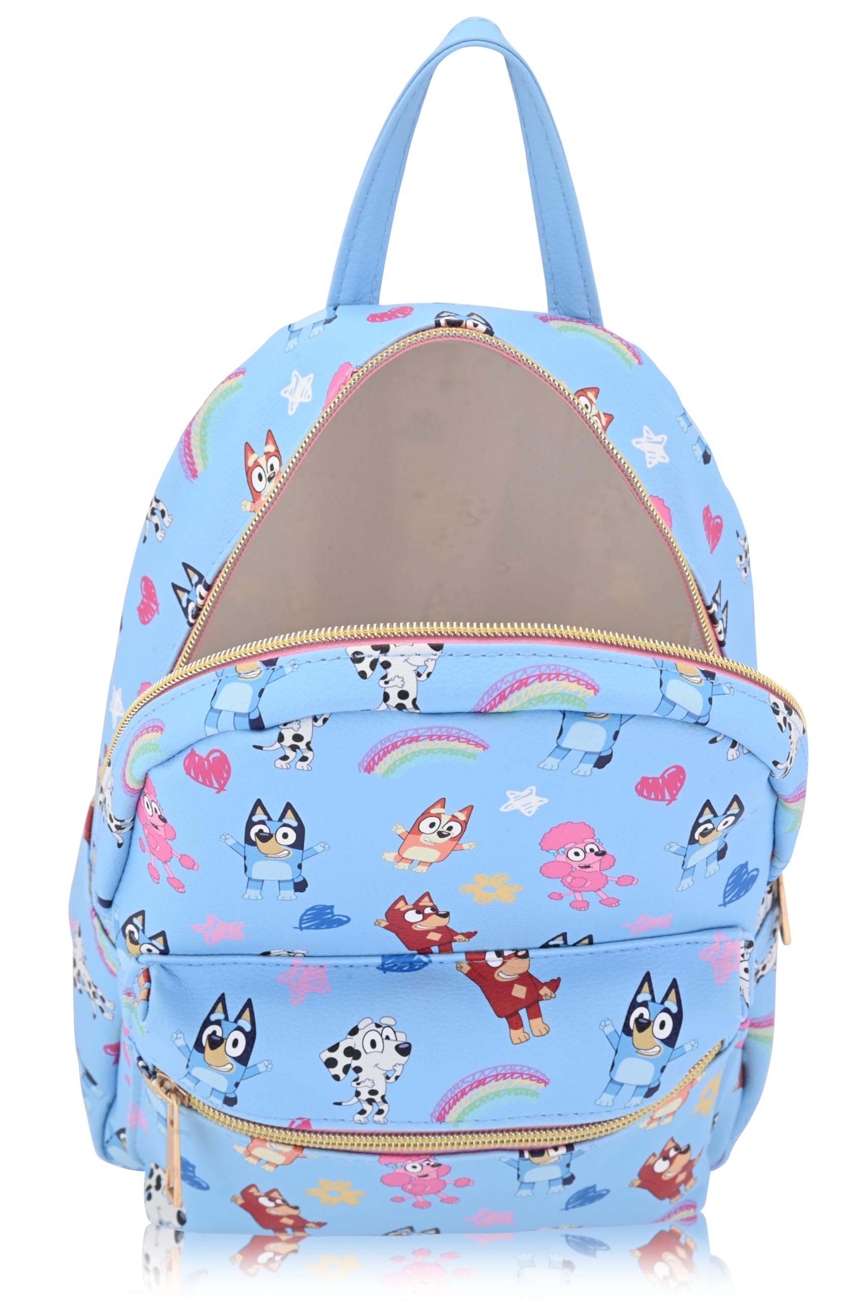 Fast Forward Bluey Mini Backpack for Kids & Adults | 10" PU Leather Backpack Purse | Toddler Travel Bag, Small Bookbag