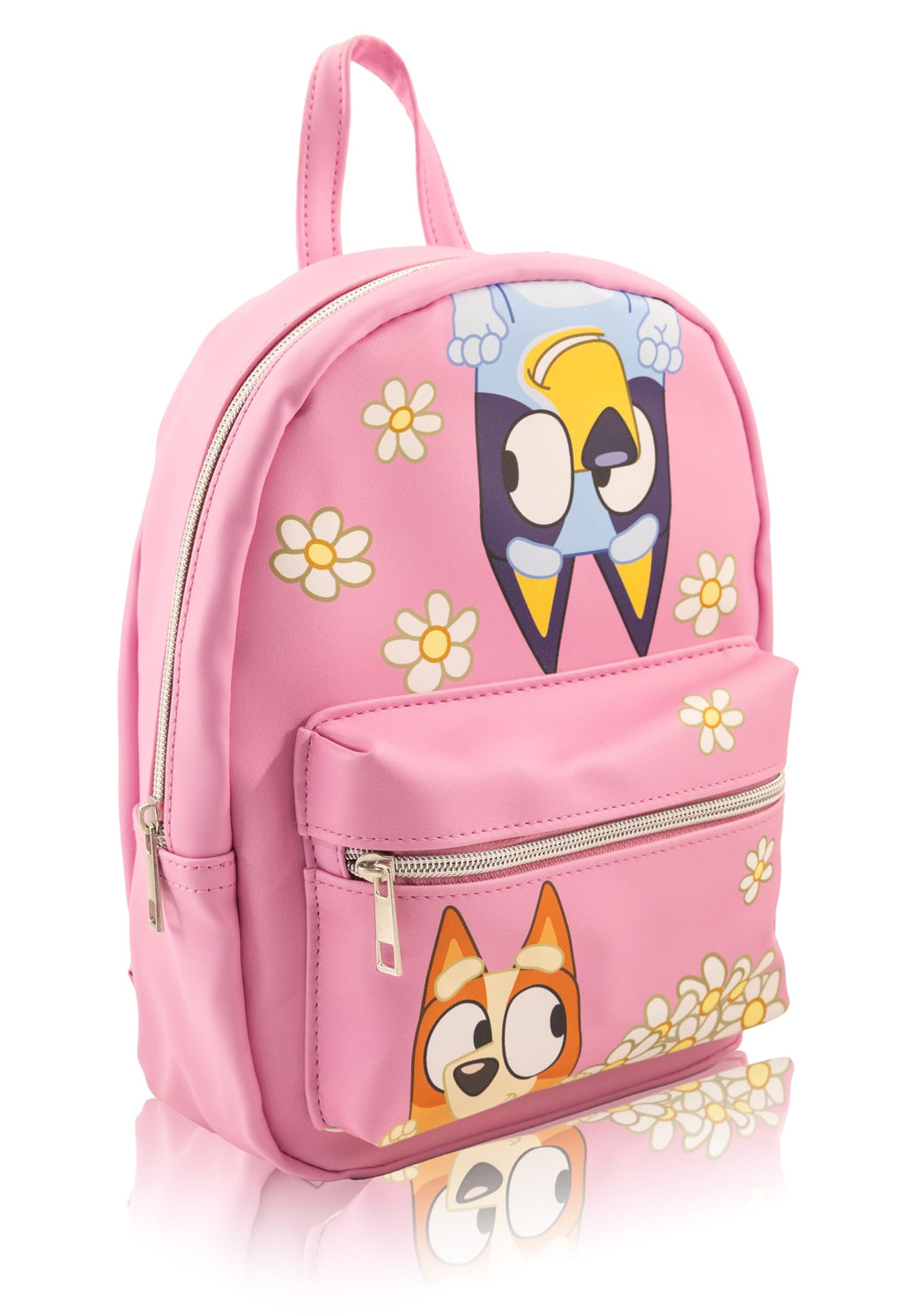 Fast Forward Bluey and Bingo Mini Backpack for Kids & Adults | 10" PU Leather Bluey Backpack Purse Featuring Bluey & Bingo