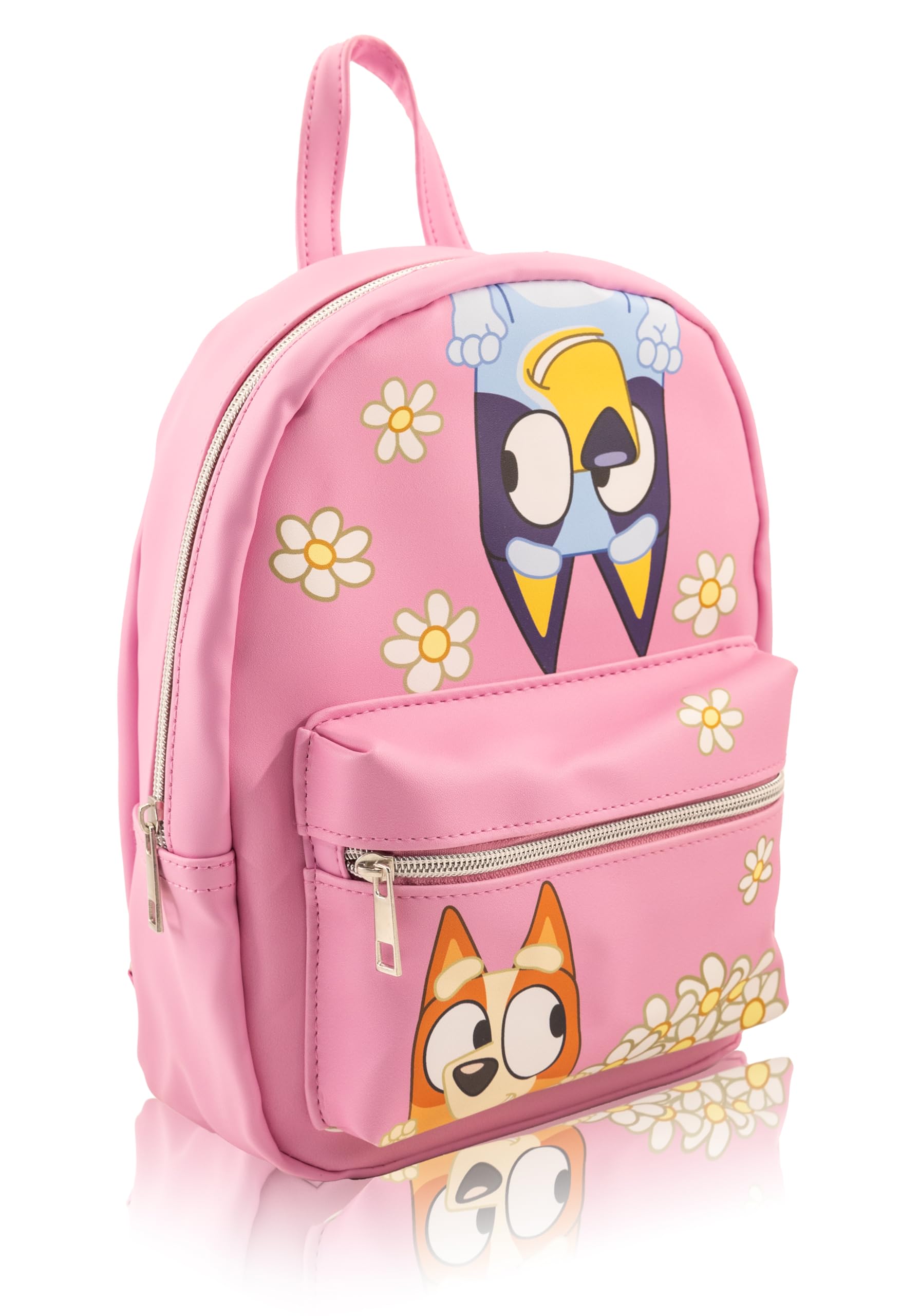 Fast Forward Bluey and Bingo Mini Backpack for Kids & Adults | 10" PU Leather Bluey Backpack Purse Featuring Bluey & Bingo