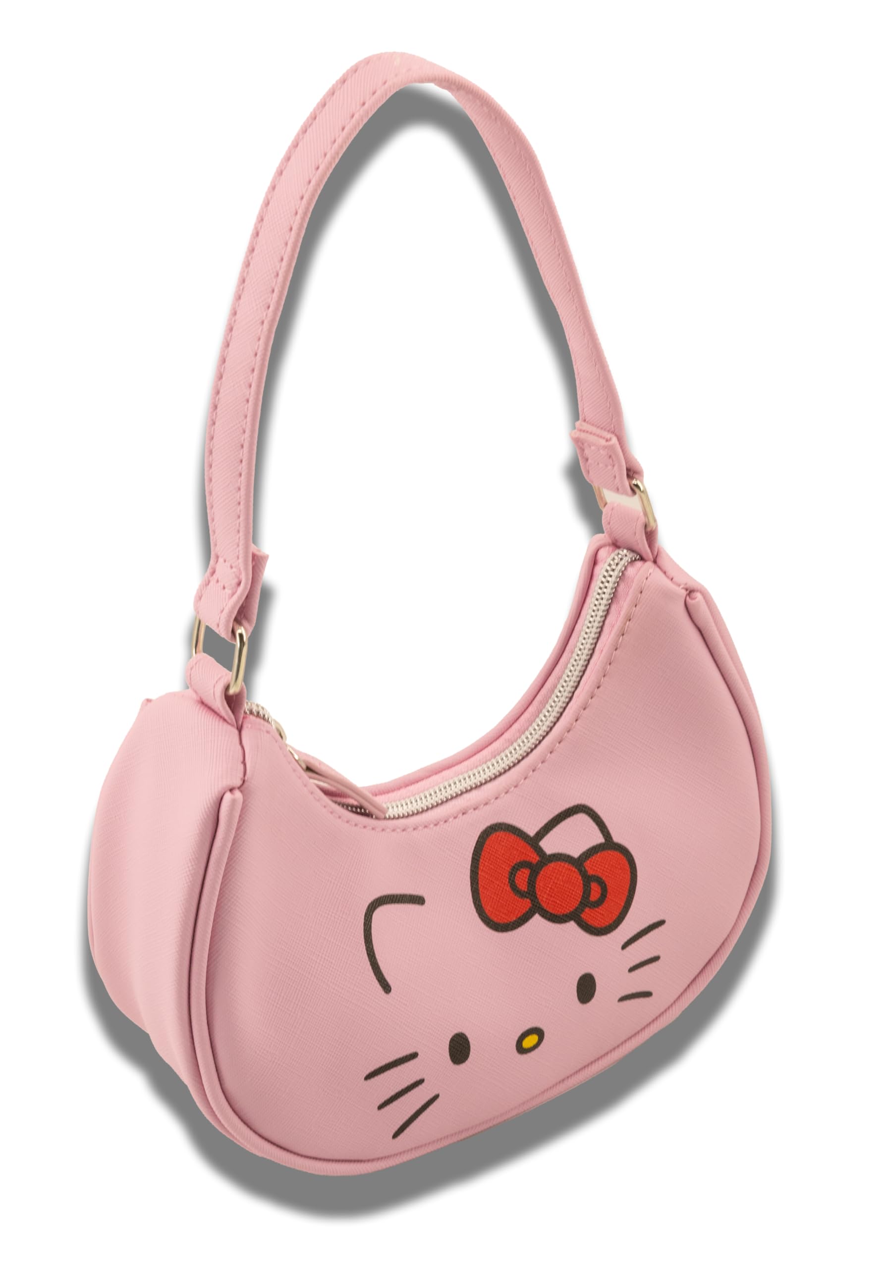 Sanrio Hello Kitty Hobo Handbag Purse for Girls | Crossbody Shoulder Bag with Adjustable Strap | Small PU Leather Toddler Purse, Preschool Handbag, Everyday Tote or Travel Mini Purse for Kids Ages 3+