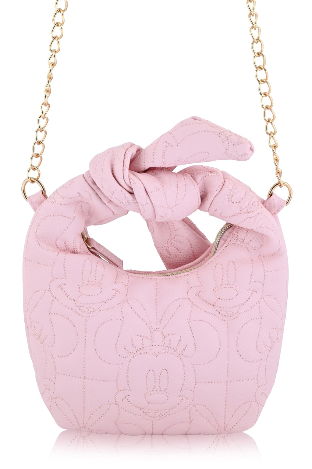 Disney Minnie Mouse Mini Hobo Handbag for Women | Small Quilted PU Shoulder Bag with Detachable Strap & Chain Detail | Minnie Purse, Crossbody Handbag, Lightweight Fashion Tote