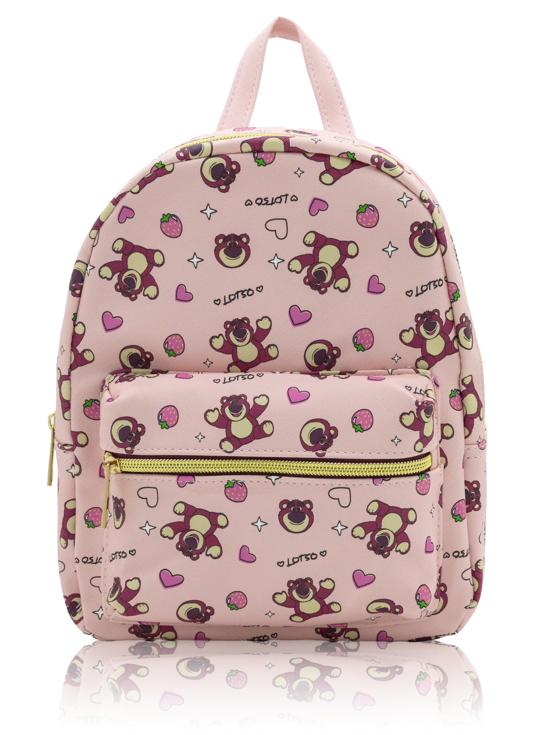 Disney Toy Story Lotso Mini Backpack for Kids & Adults | 10" PU Leather Backpack Purse | Toddler Travel Bag, Small Bookbag, Lightweight Rucksack for School, Travel, or Everyday Use | Ages 3+