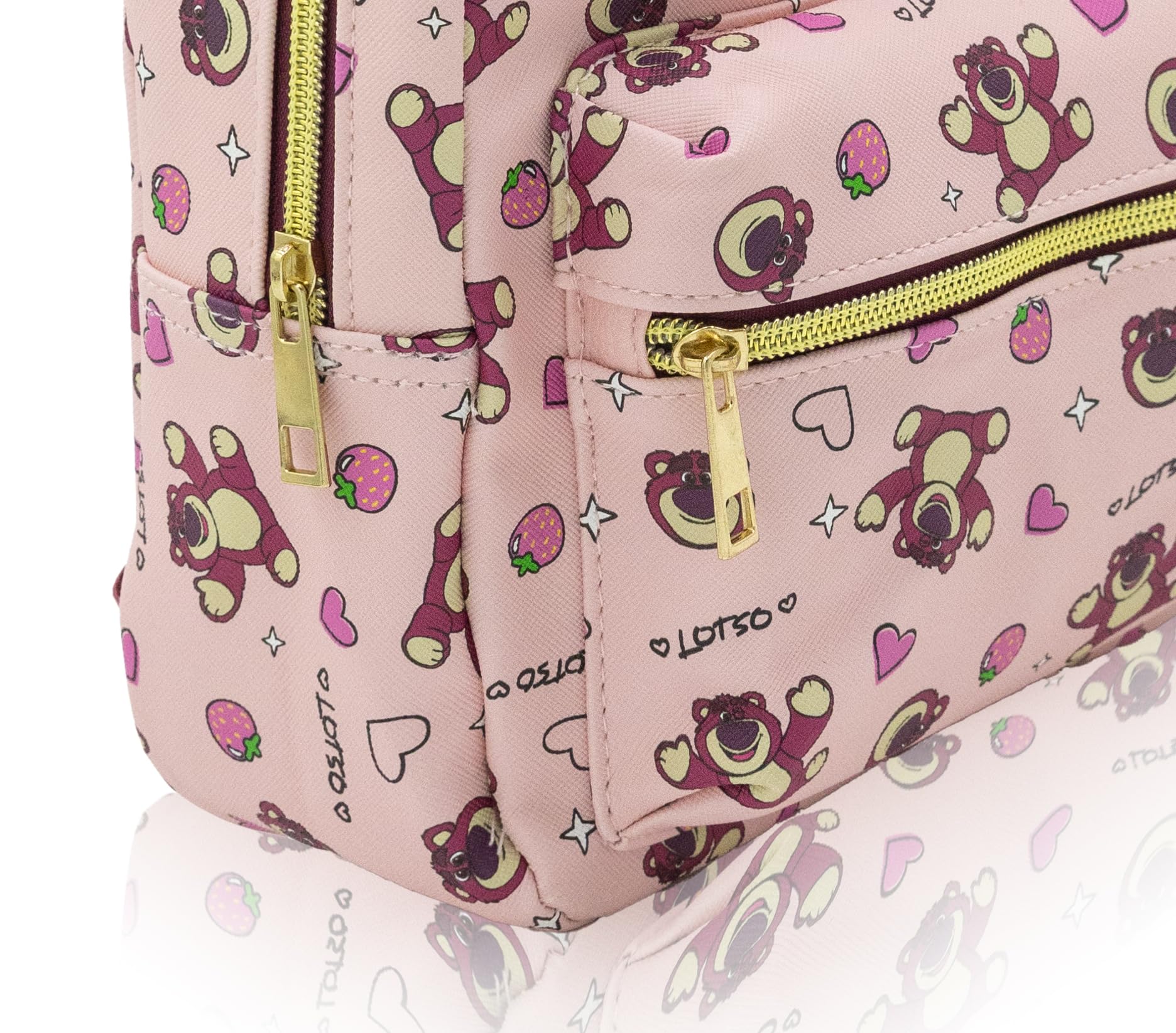 Disney Toy Story Lotso Mini Backpack for Kids & Adults | 10" PU Leather Backpack Purse | Toddler Travel Bag, Small Bookbag, Lightweight Rucksack for School, Travel, or Everyday Use | Ages 3+