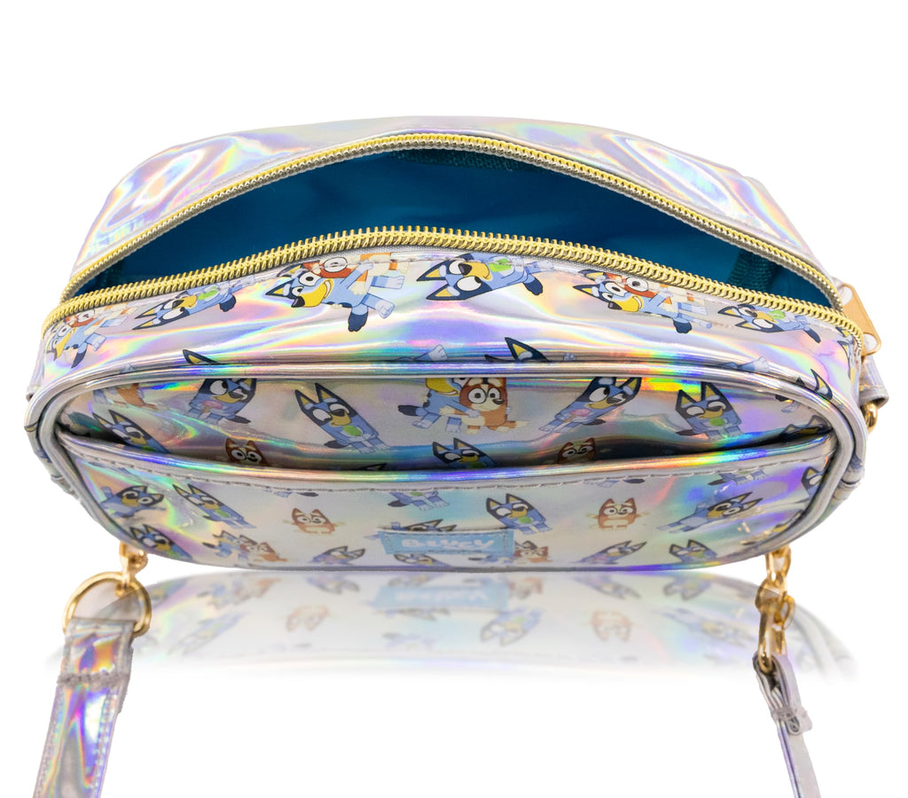 Fast Forward Bluey Purse Crossbody Handbag for Women | Bluey Metallic Vinyl Women's Shoulder Handbag | Bluey Accessories for Girls