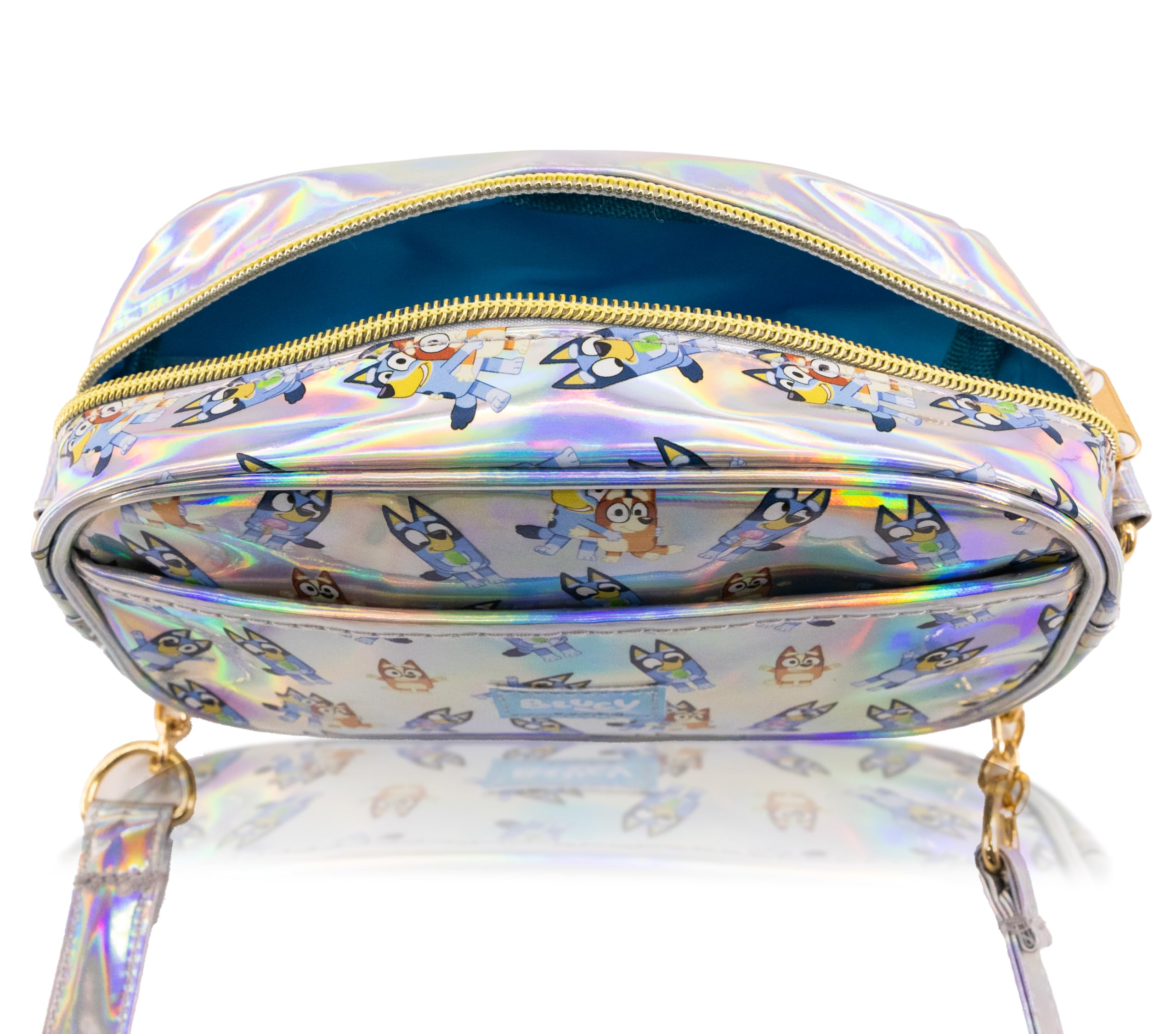 Fast Forward Bluey Purse Crossbody Handbag for Women | Bluey Metallic Vinyl Women's Shoulder Handbag | Bluey Accessories for Girls