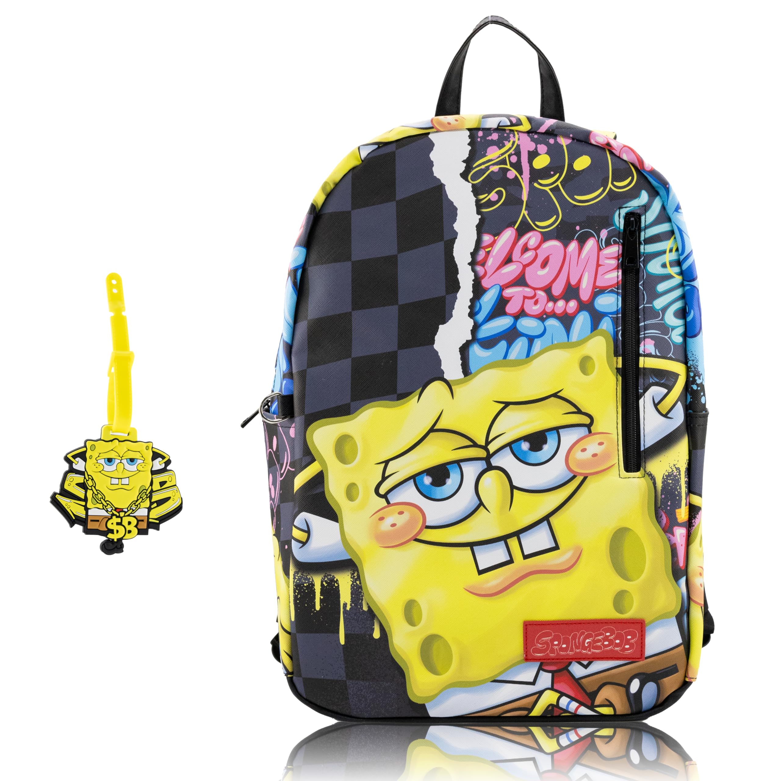 Stitch, Hello Kitty, SpongeBob or Miles Morales Backpack for Teens with Rubber Luggage Tag