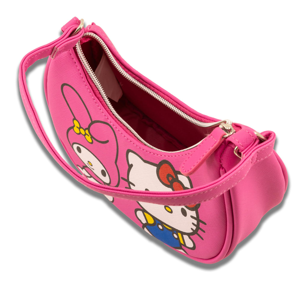 Fast Forward Sanrio Hello Kitty Hobo Handbag Purse for Girls | Crossbody Shoulder Bag with Adjustable Strap | Small PU Leather Toddler Preschool Handbag Everyday Tote Travel Mini Purse Ages 3+