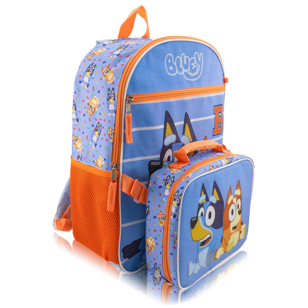 Fast Forward Stitch, Bluey, Hello Kitty or Spiderman 5 Piece Backpack Set for Kids