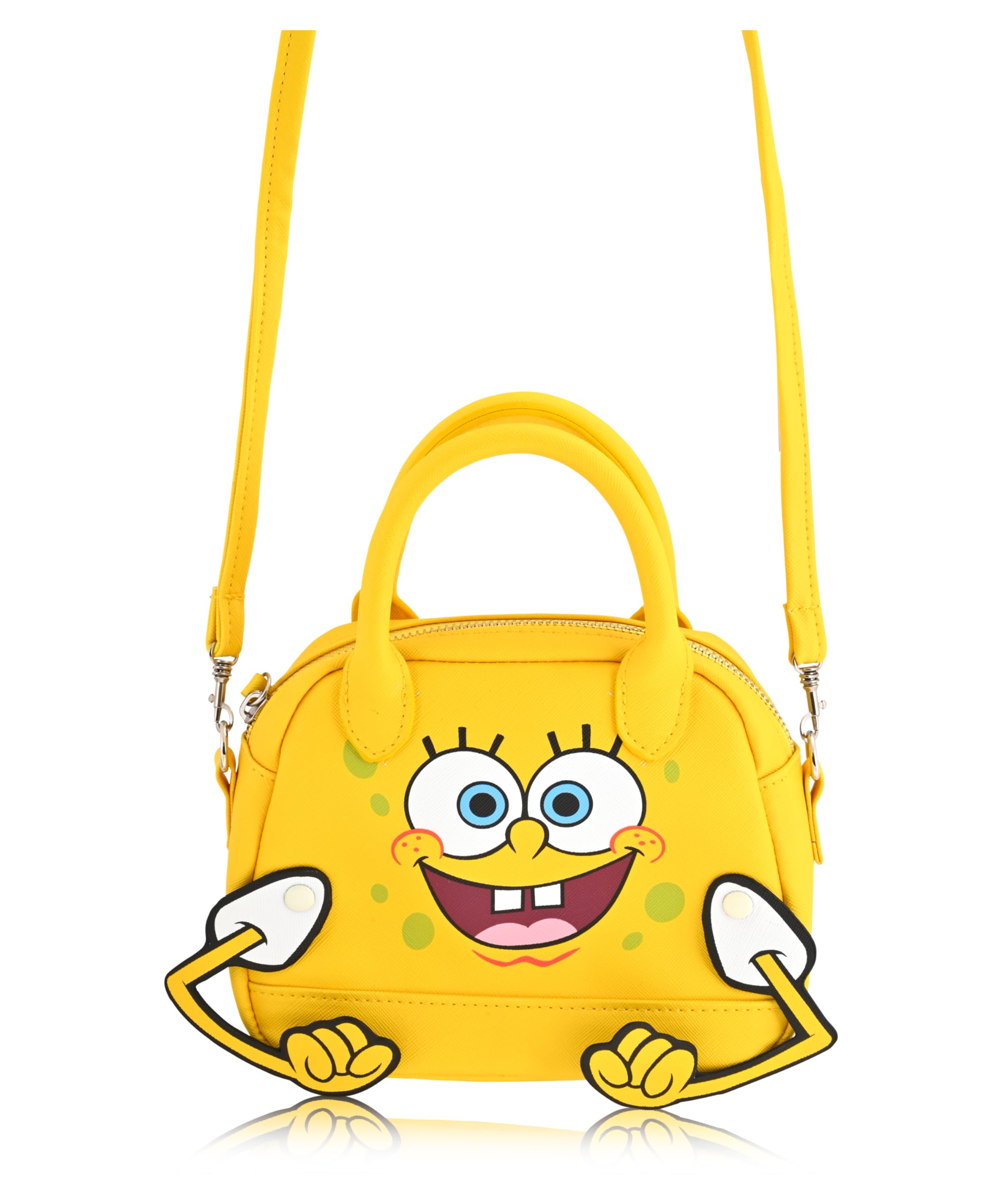 Spongebob Squarepants Purse Crossbody Handbag for Women with Moveable Hands | Spongebob Squarepants Leather Women's Shoulder Handbag | Spongebob Squarepants Accessories for Girls, Boys, Adults, Unisex