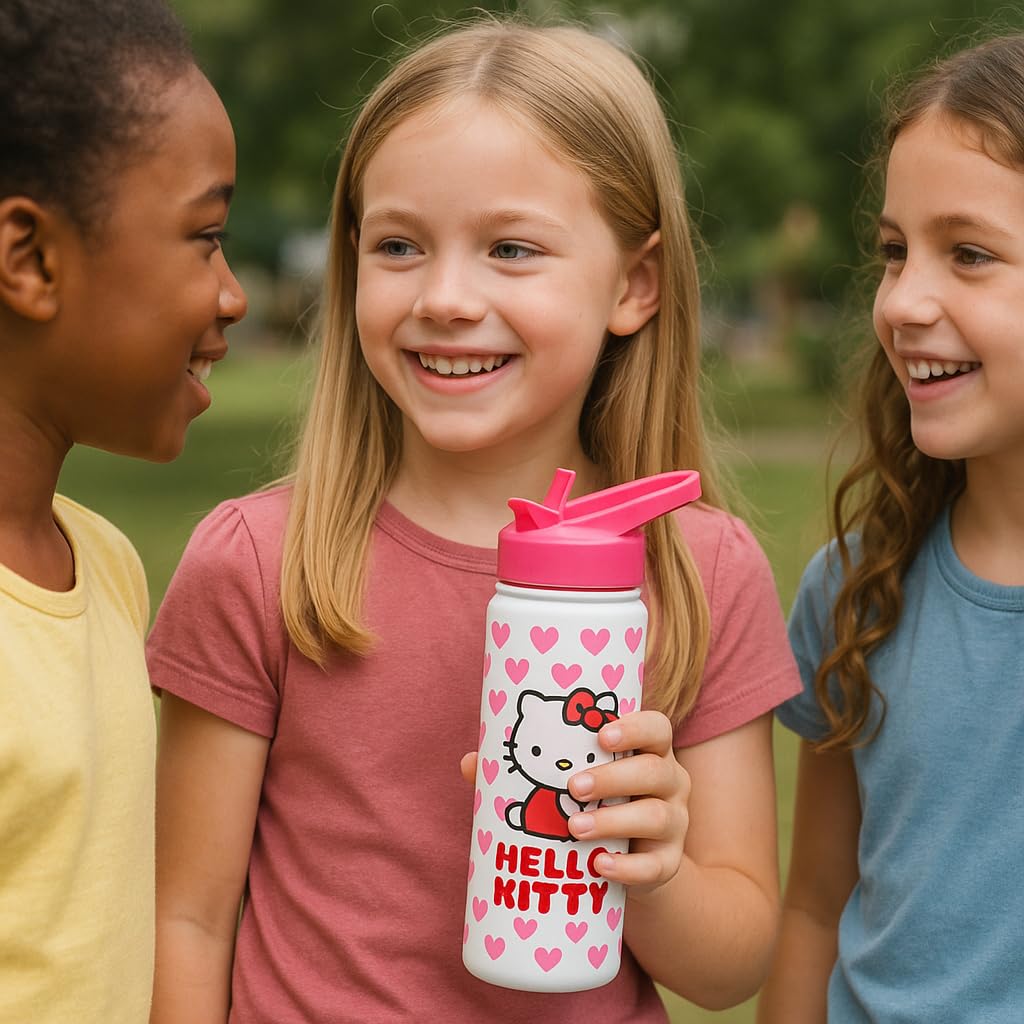 Sanrio Hello Kitty Insulated Stainless Steel Water Bottle | 20 Oz Insulated Water Bottle | Kids Water Bottle Thermos for Girls, Boys, Unisex