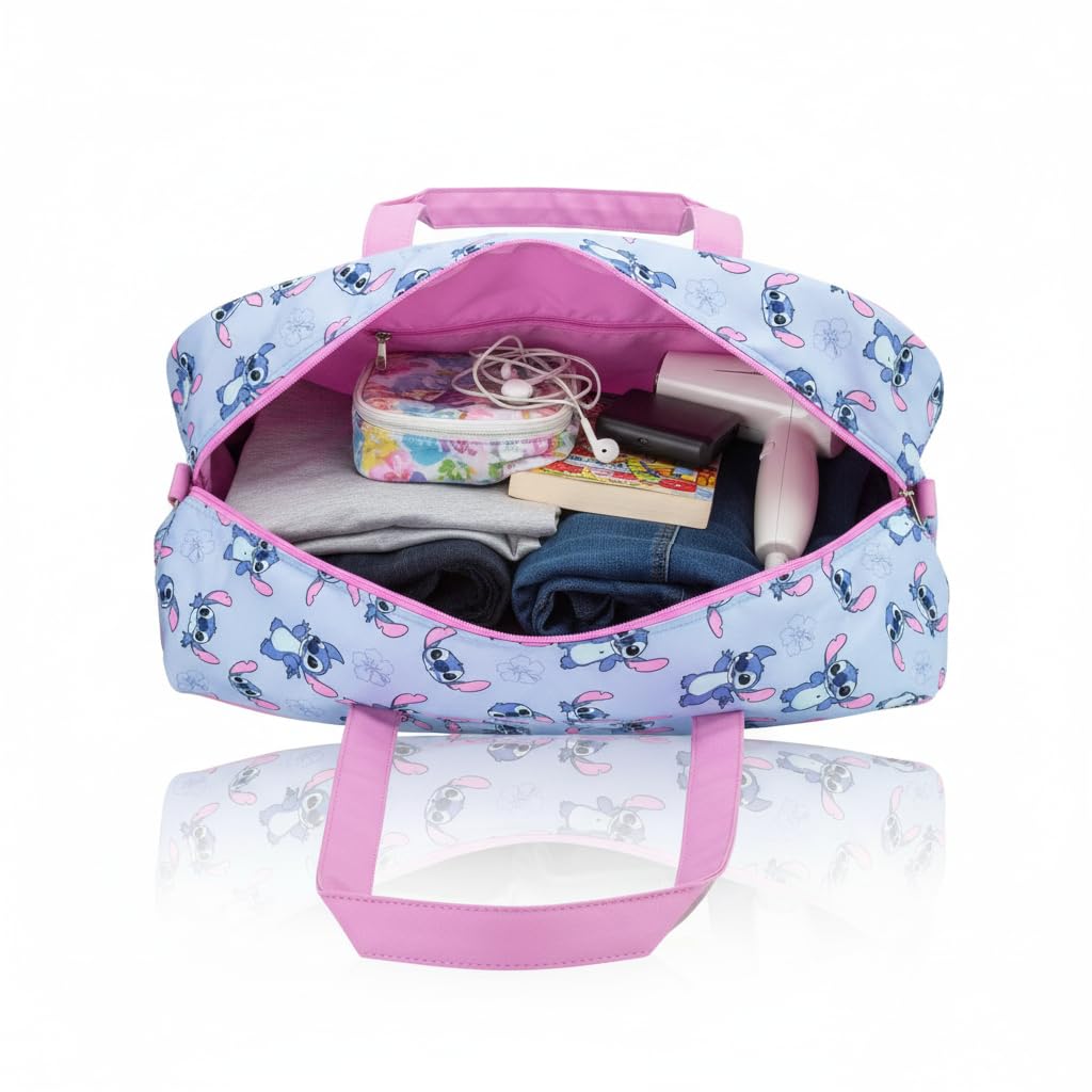 Stitch, Hello Kitty, Bluey or Spiderman Overnighter 10" Duffle Bag for Kids | Lightweight Travel Weekender Duffel for Girls and Women | Ages 3+