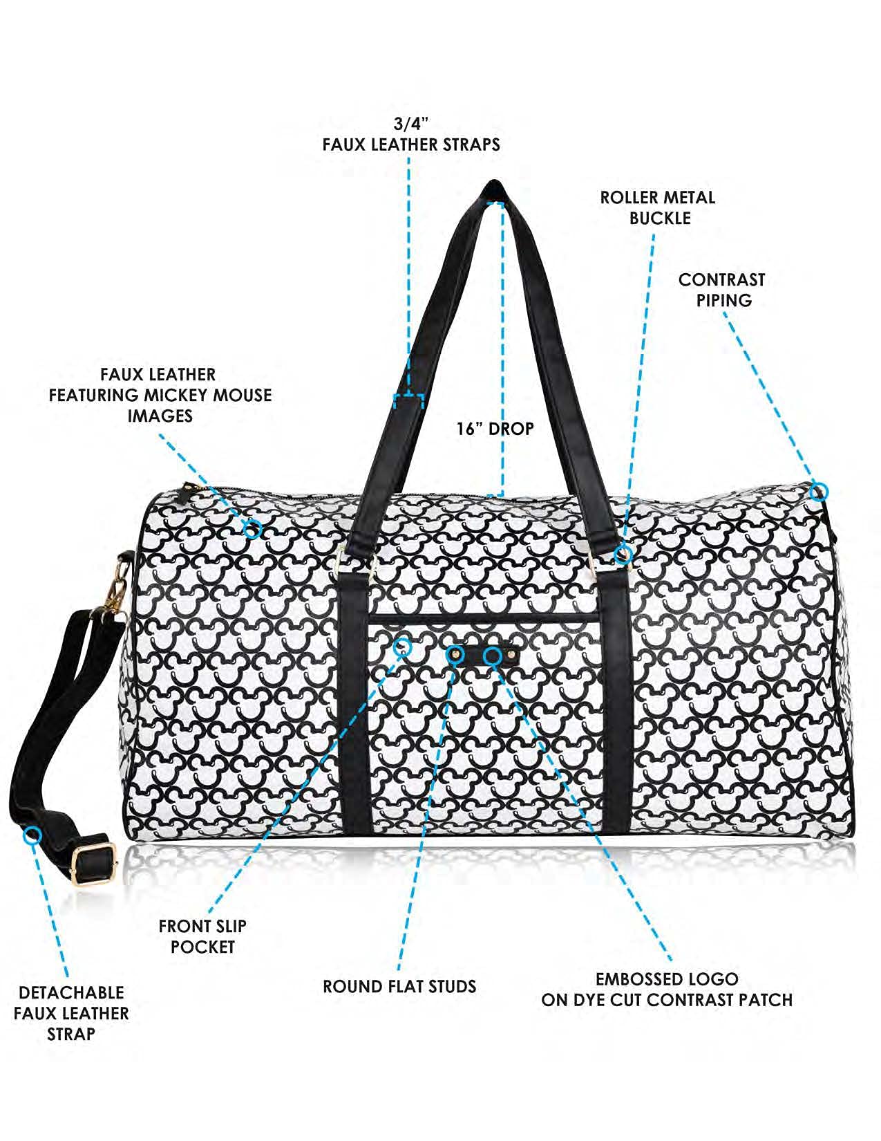 Mickey Mouse Overnight Duffle Bag - Mickey & Minnie Mouse Classic Premium Overnight Duffle Bag