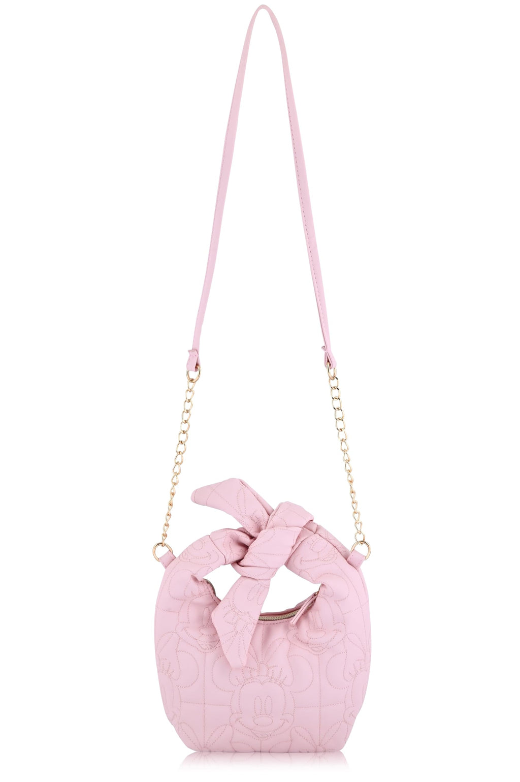 Disney Minnie Mouse Mini Hobo Handbag for Women | Small Quilted PU Shoulder Bag with Detachable Strap & Chain Detail | Minnie Purse, Crossbody Handbag, Lightweight Fashion Tote