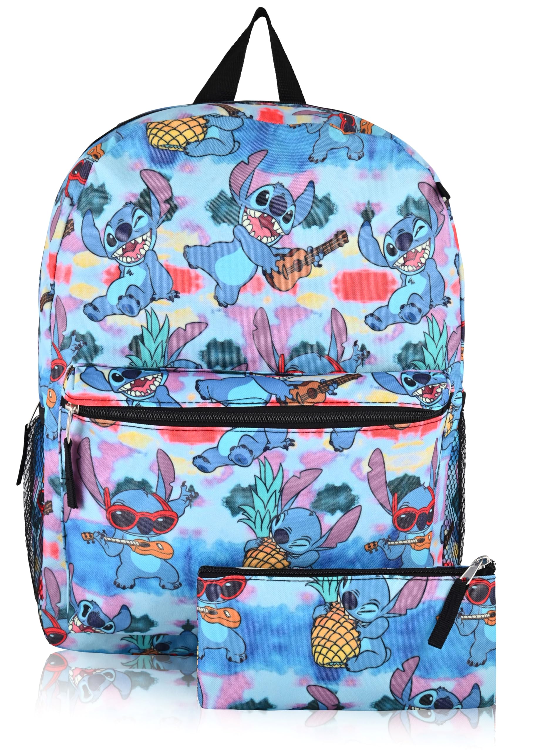 Fast Forward Disney Stitch School Backpack for Toddlers With Pencil Case | 16" Kids Bookbag for Boys, Girls, Unisex | LSCF84AR