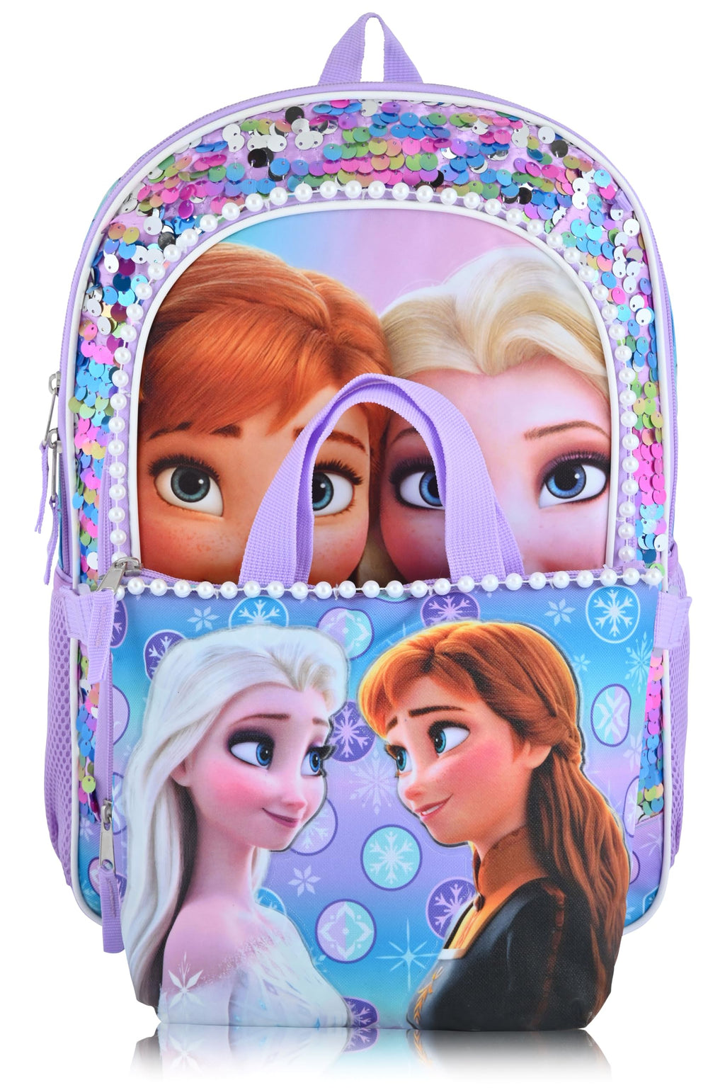 Disney Minnie Mouse or Frozen Backpack With Lunch Bag, Zip Case and ID Lanyard Set for Girls