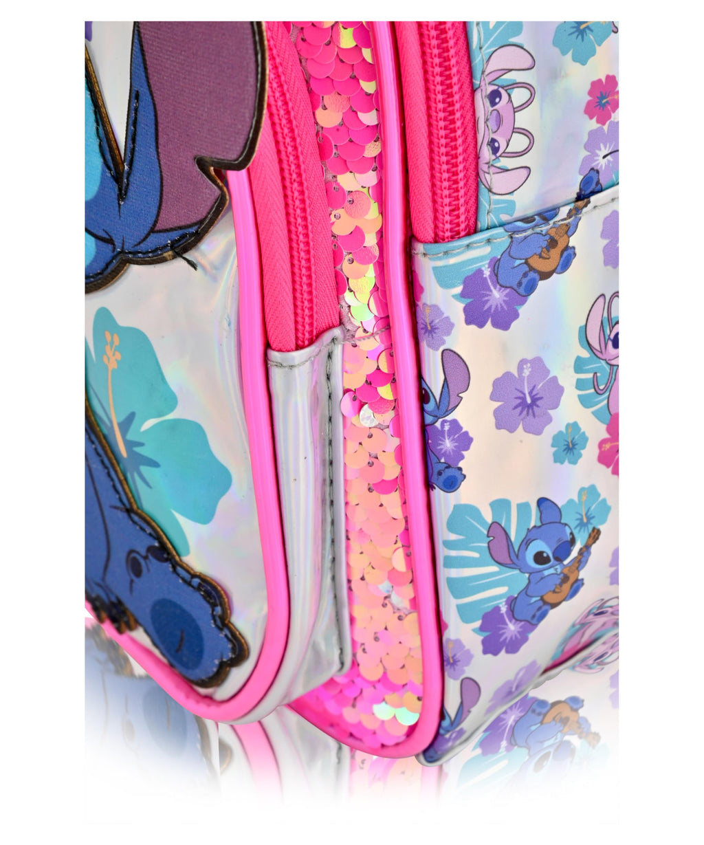Disney Stitch Mini Backpack for Girls, Boys, Toddler Backpack - 10" Sequined Stitch Mini Backpack Purse - Stitch Bag Cute Backpack - Stitch Accessories, Pink, LSCM34BU