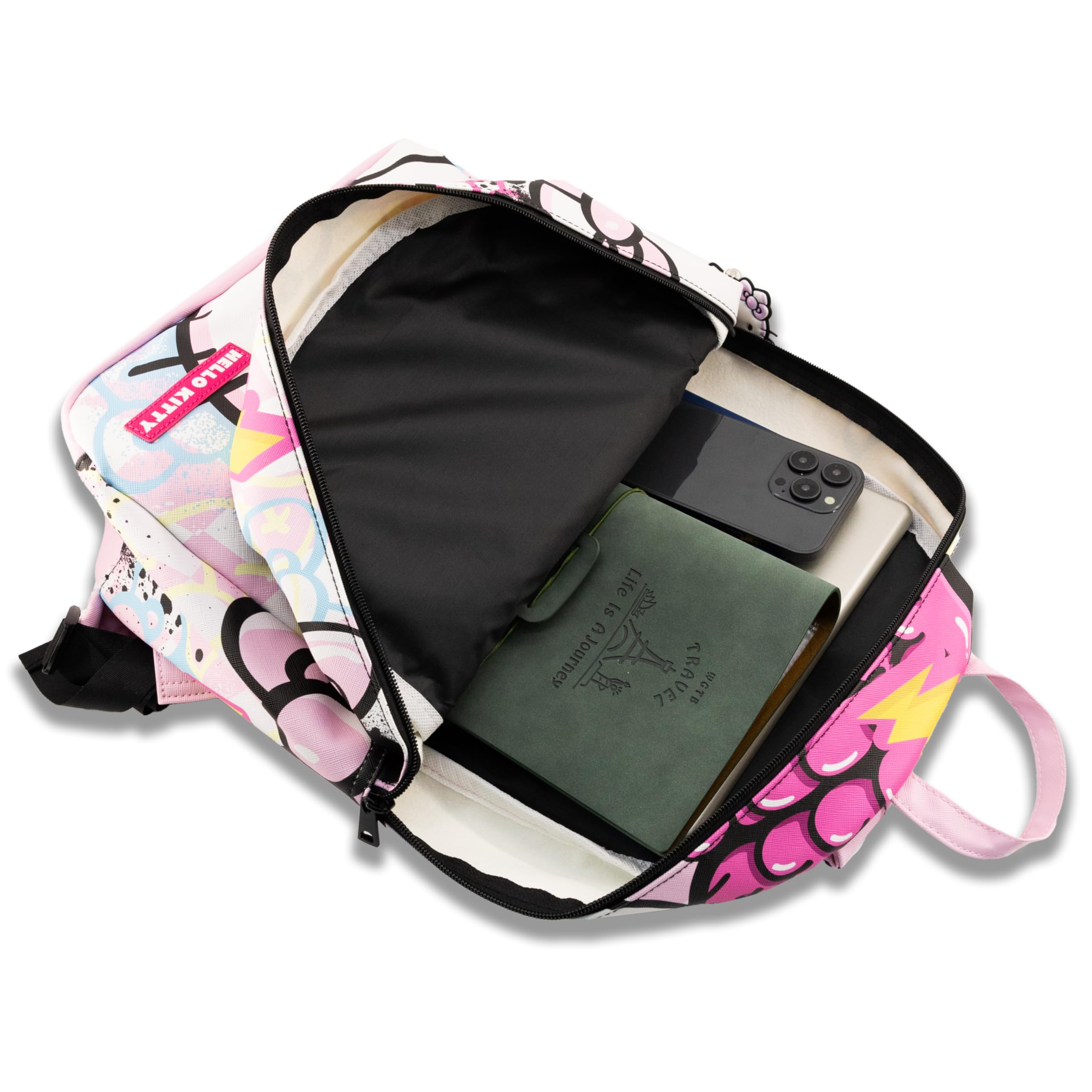 Stitch, Hello Kitty, SpongeBob or Miles Morales Backpack for Teens with Rubber Luggage Tag