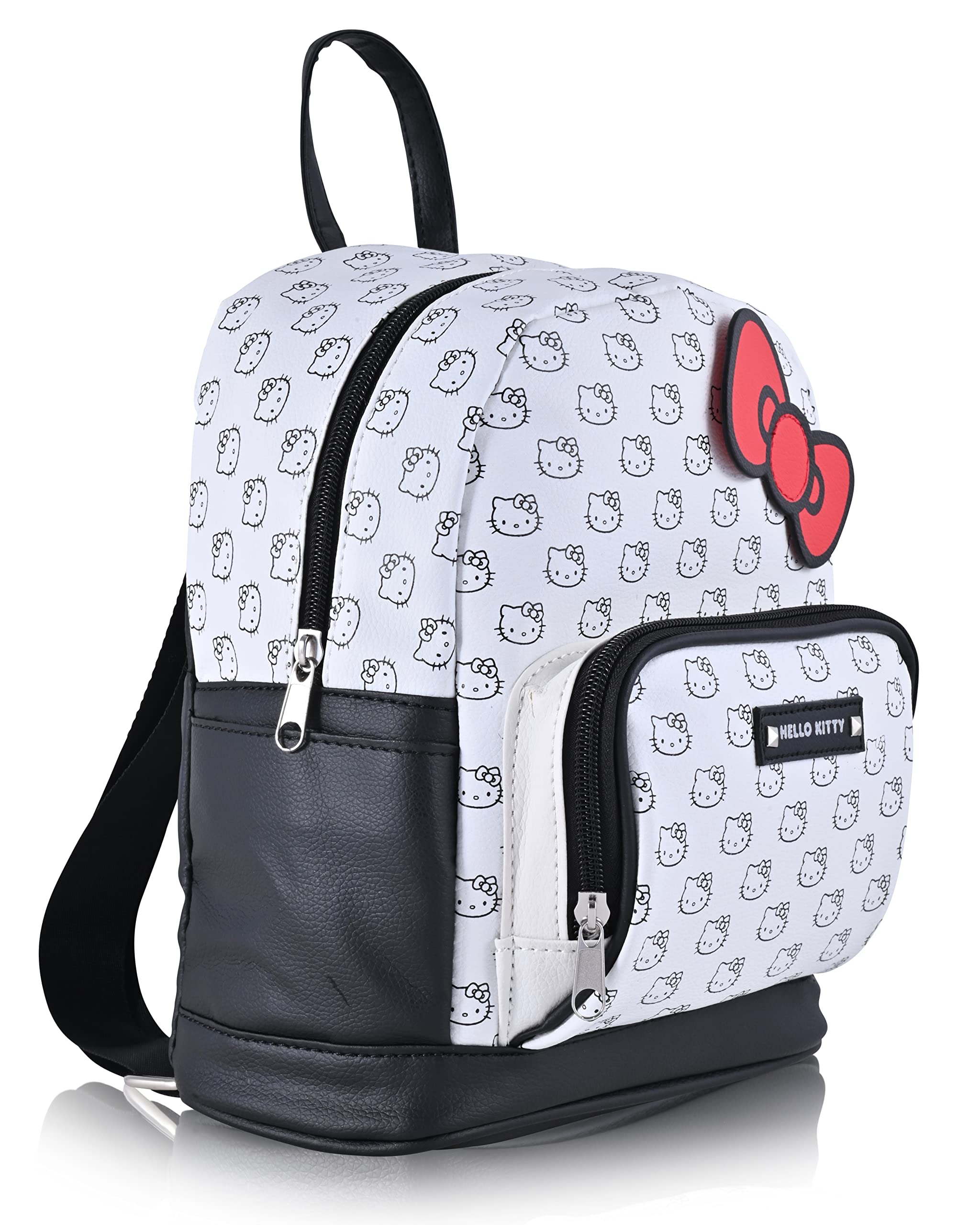 Fast Forward Hello Kitty Mini Backpack for Adults and Teens | Womens Purse Faux Leather Double Strap Shoulder Bag (White)