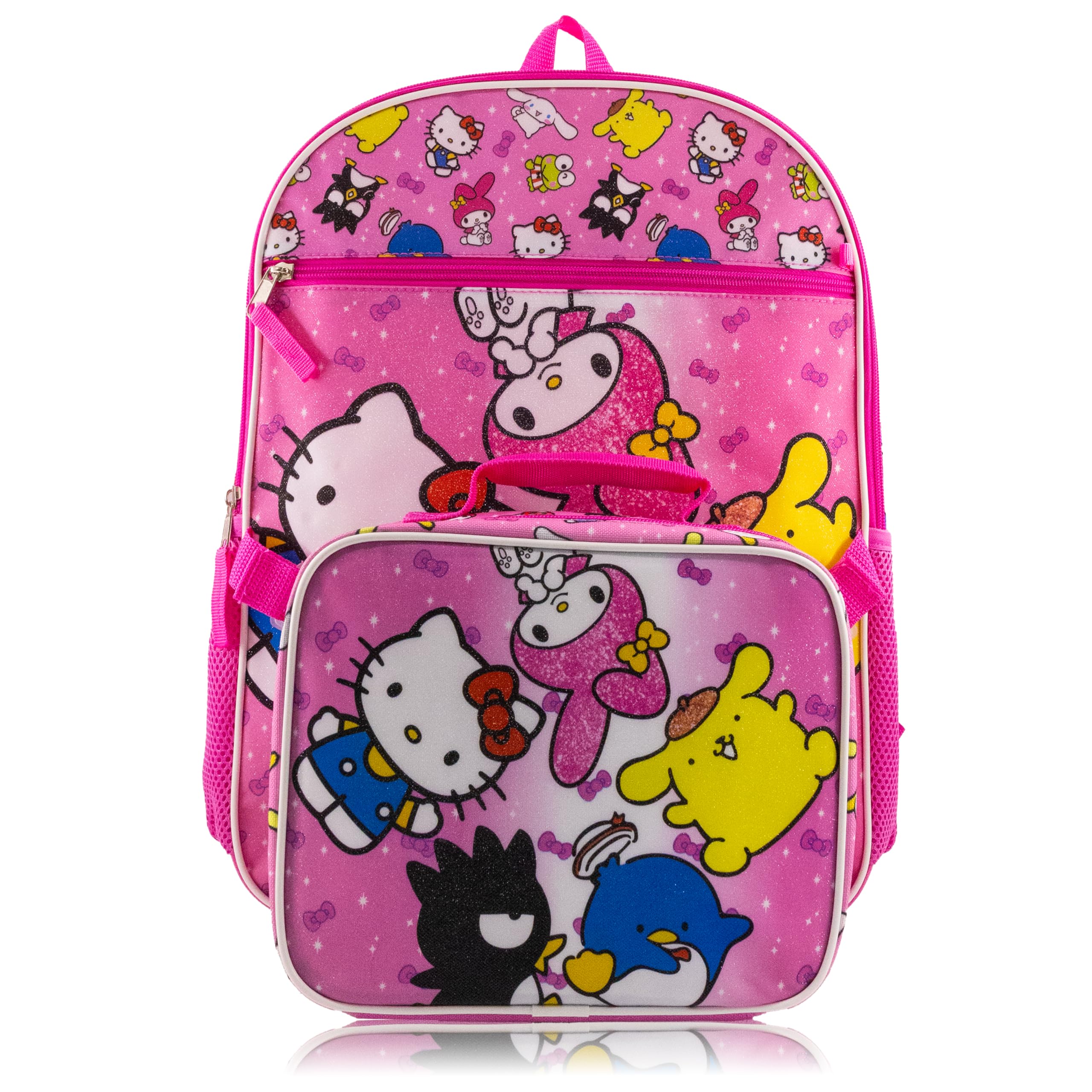 Fast Forward Stitch, Bluey, Hello Kitty or Spiderman 5 Piece Backpack Set for Kids