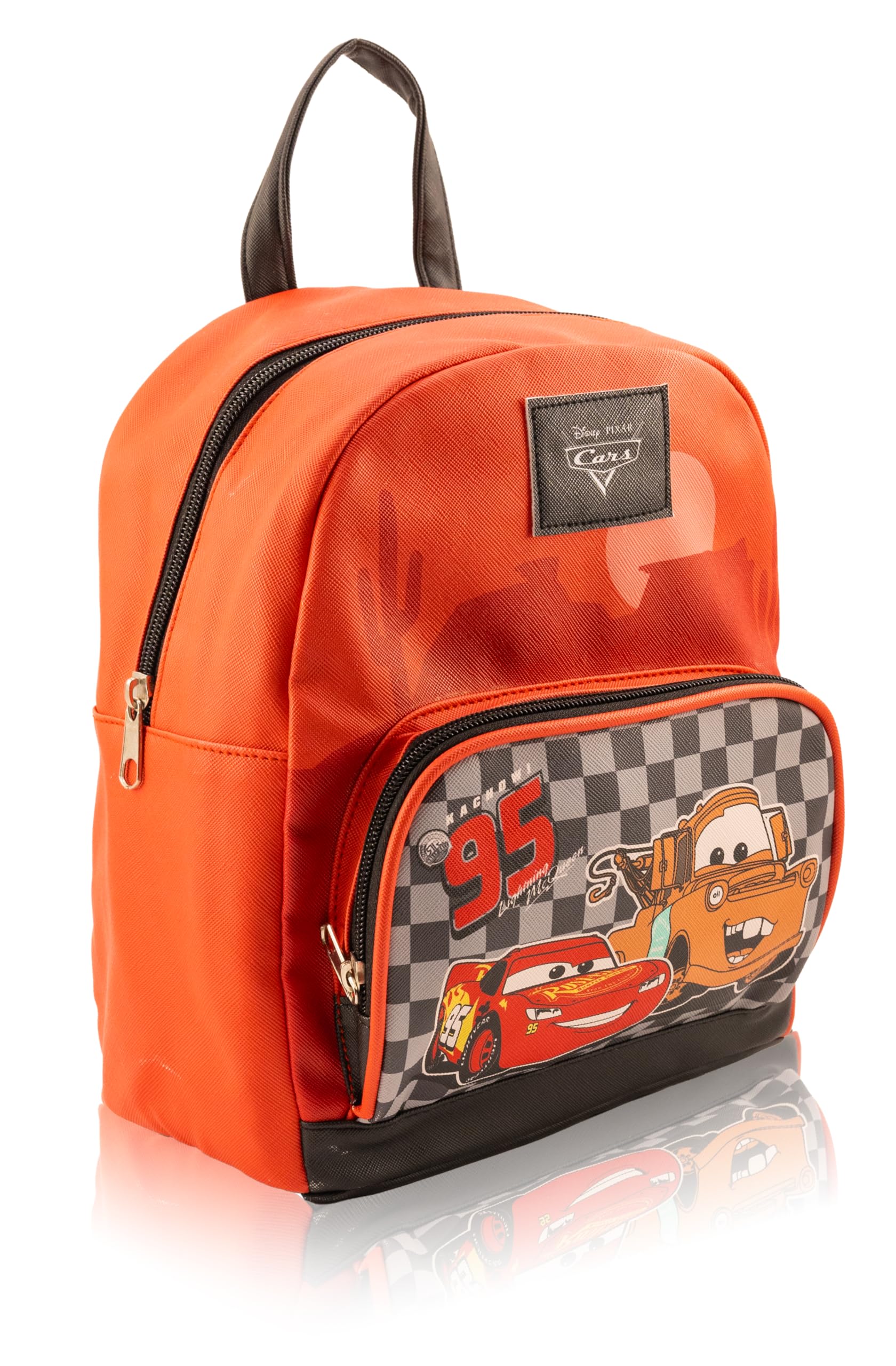 Disney Pixar Cars Lightning McQueen Mini Backpack | 10" PU Leather Backpack Purse for Kids & Adults | Toddler Travel Bag, Small Bookbag for School, Travel, or Everyday Use | Ages 3+
