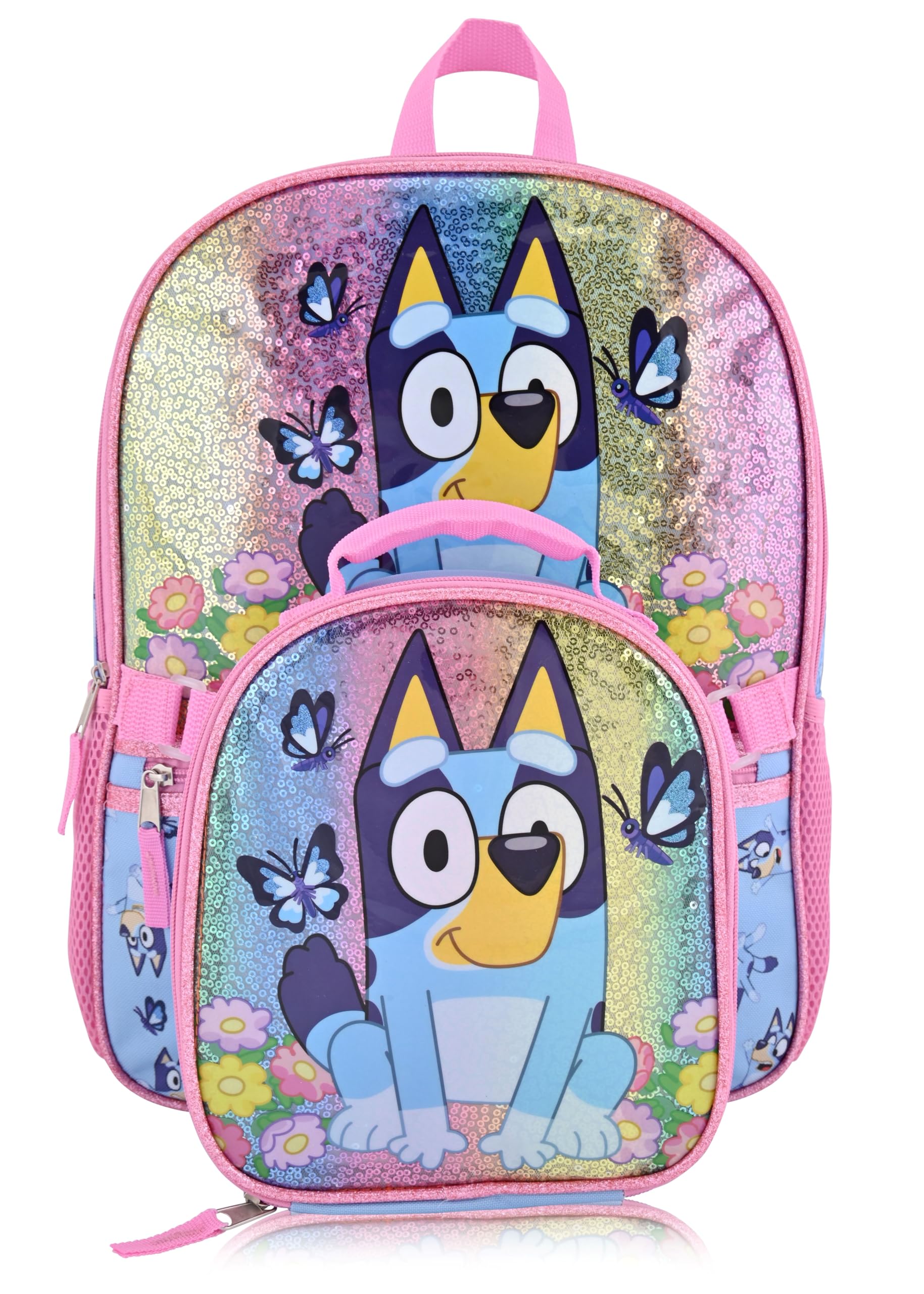 Fast Forward Hello Kitty, Spiderman, Bluey or Stitch Backpack With Lunch Box | Unisex Insulated Lunch Bag Lunch Box