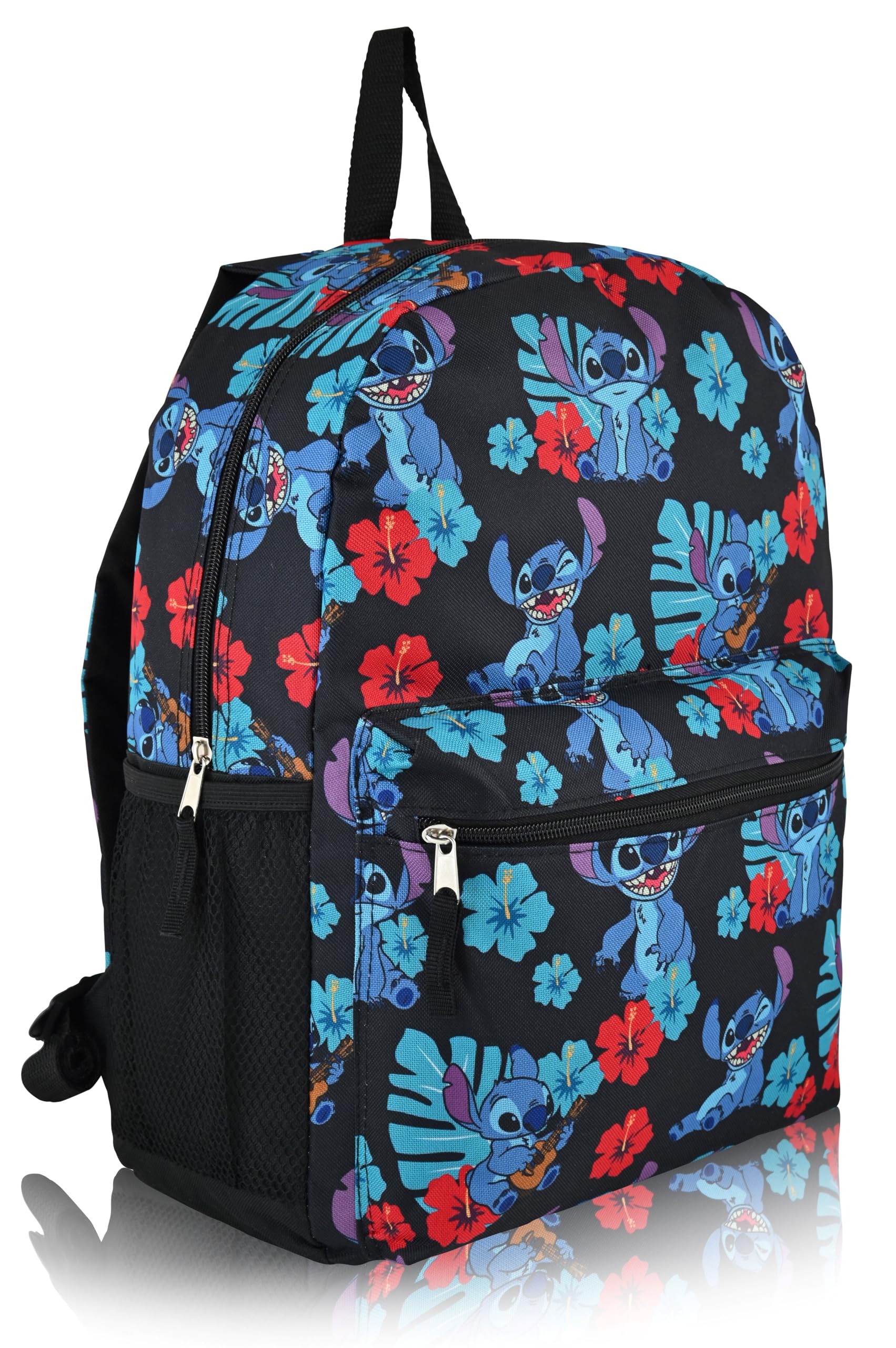 Disney Stitch Backpack - 16" Lilo and Stitch Canvas School Bag for Kids | Disney School Supplies for Toddlers, Kids, Boys, Girls