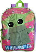 Fast Forward Star Wars The Mandalorian Baby Yoda 15" School Backpack (Pink-Purple-Green)