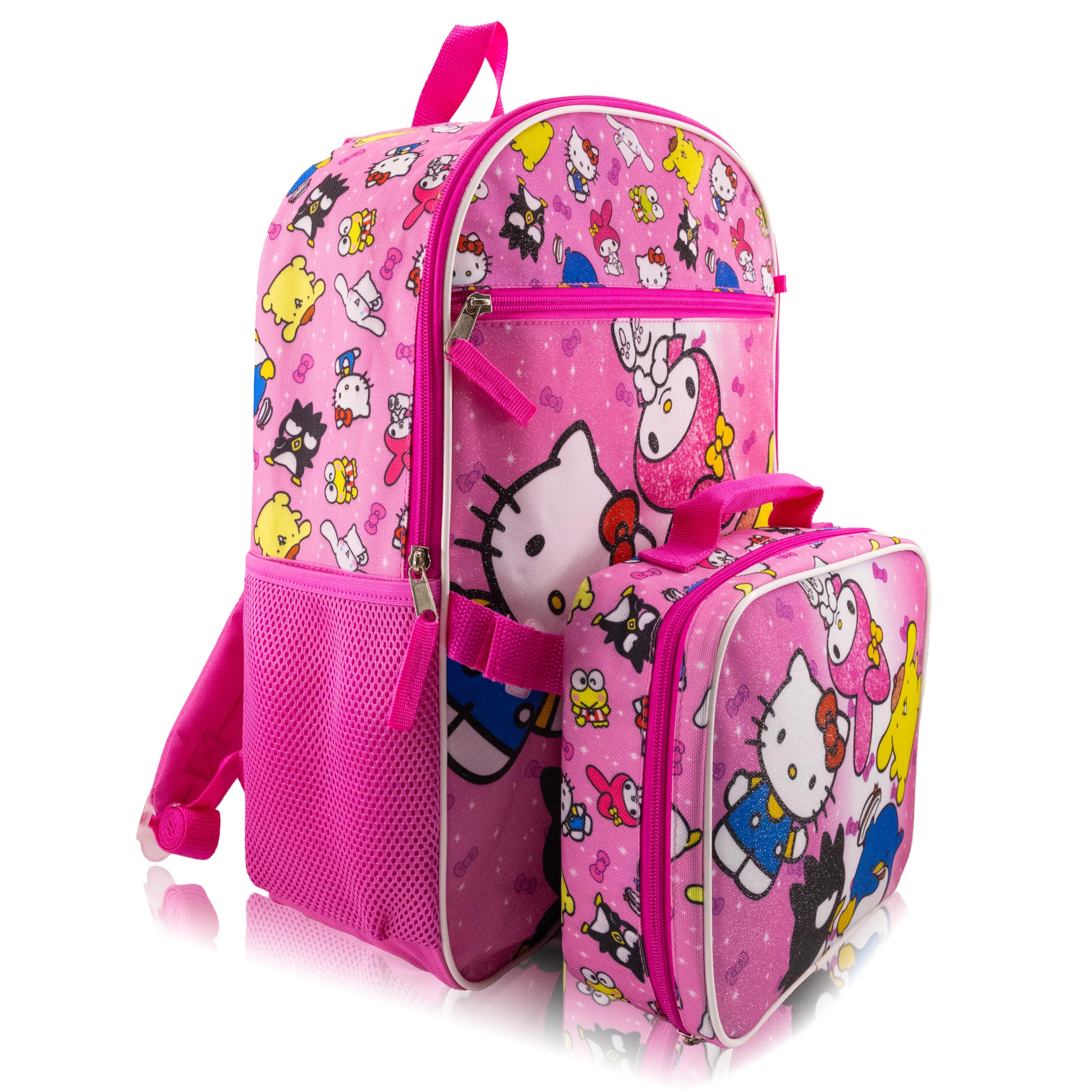 Fast Forward Stitch, Bluey, Hello Kitty or Spiderman 5 Piece Backpack Set for Kids