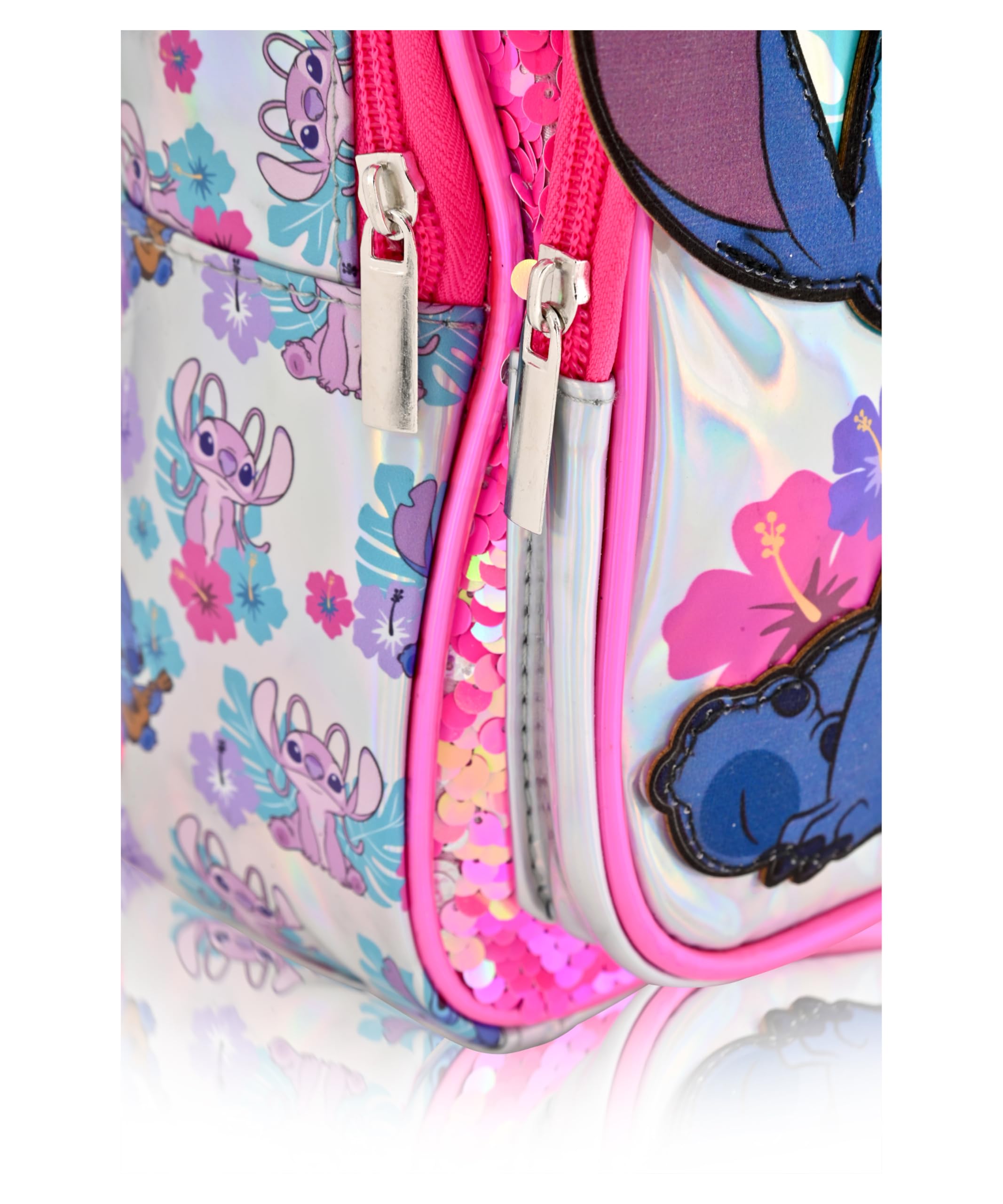 Disney Stitch Mini Backpack for Girls, Boys, Toddler Backpack - 10" Sequined Stitch Mini Backpack Purse - Stitch Bag Cute Backpack - Stitch Accessories, Pink, LSCM34BU
